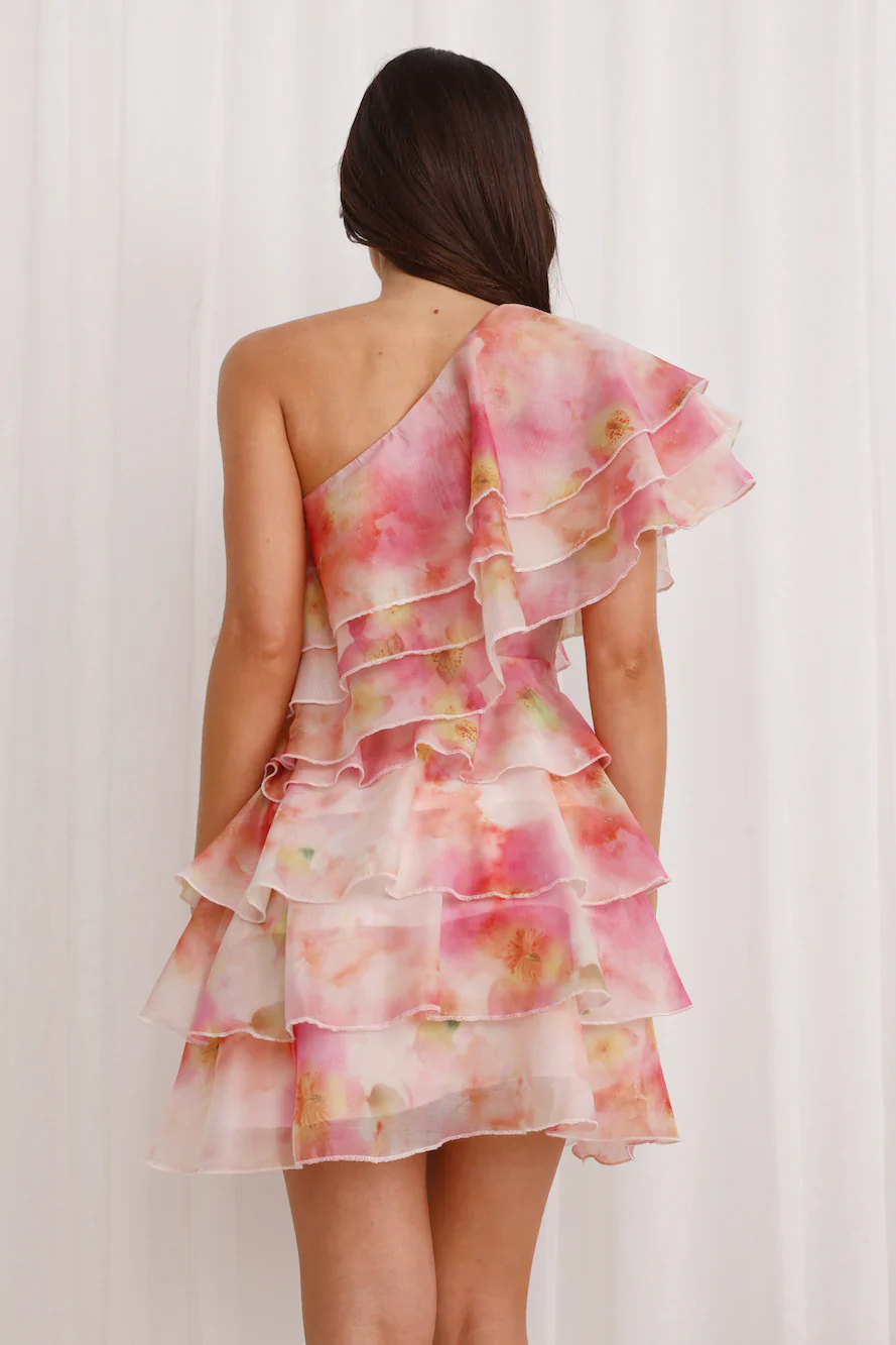 High Energy One Shoulder Mini Dress Pink