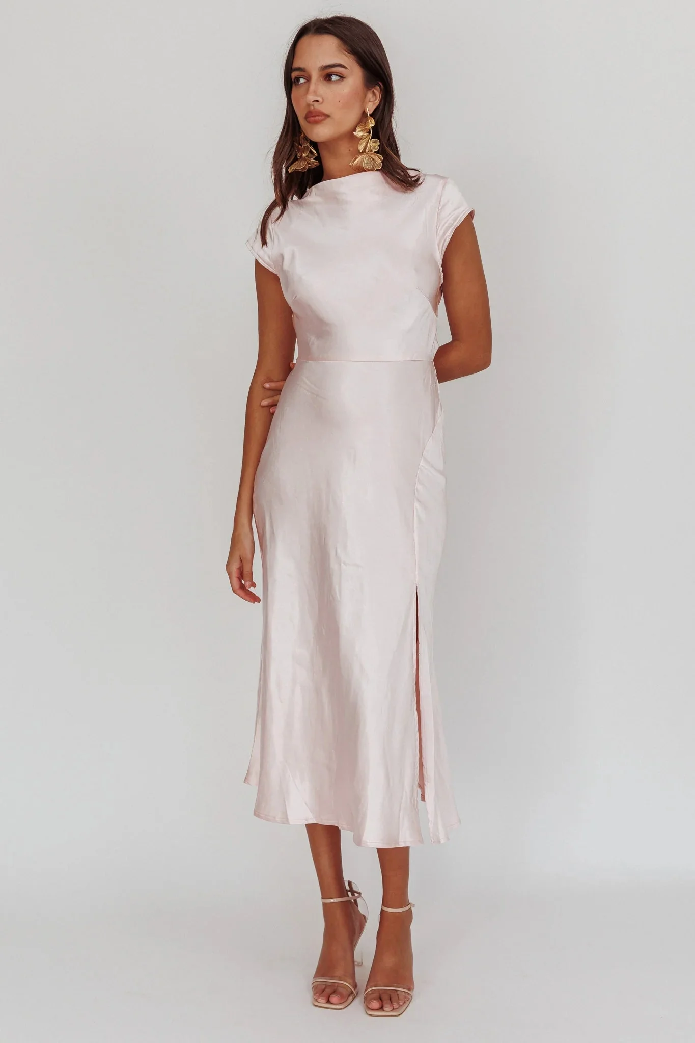 Lucinda Twist Back Midi Dress Blush