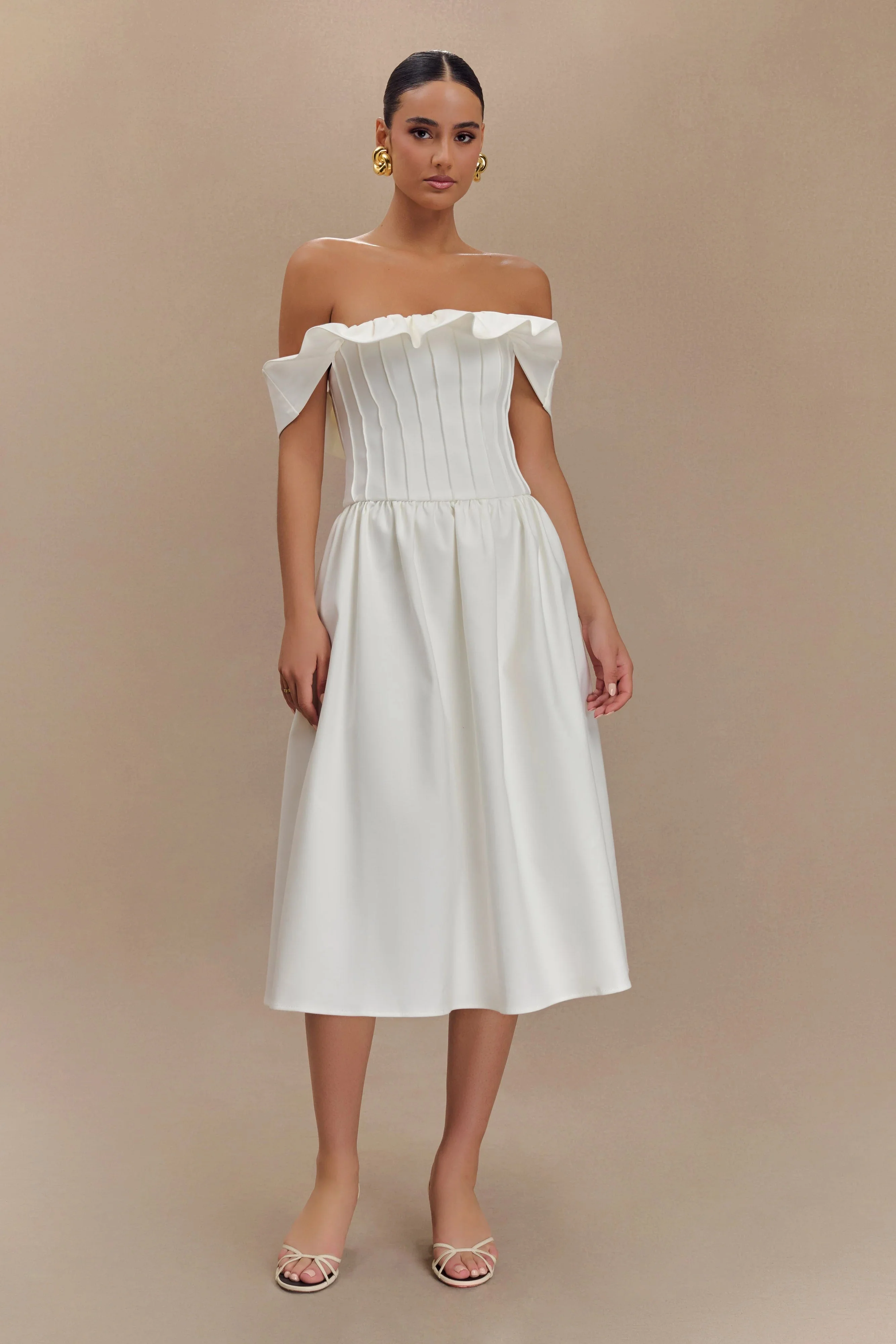 Orla Strapless Cotton Midi Dress - White