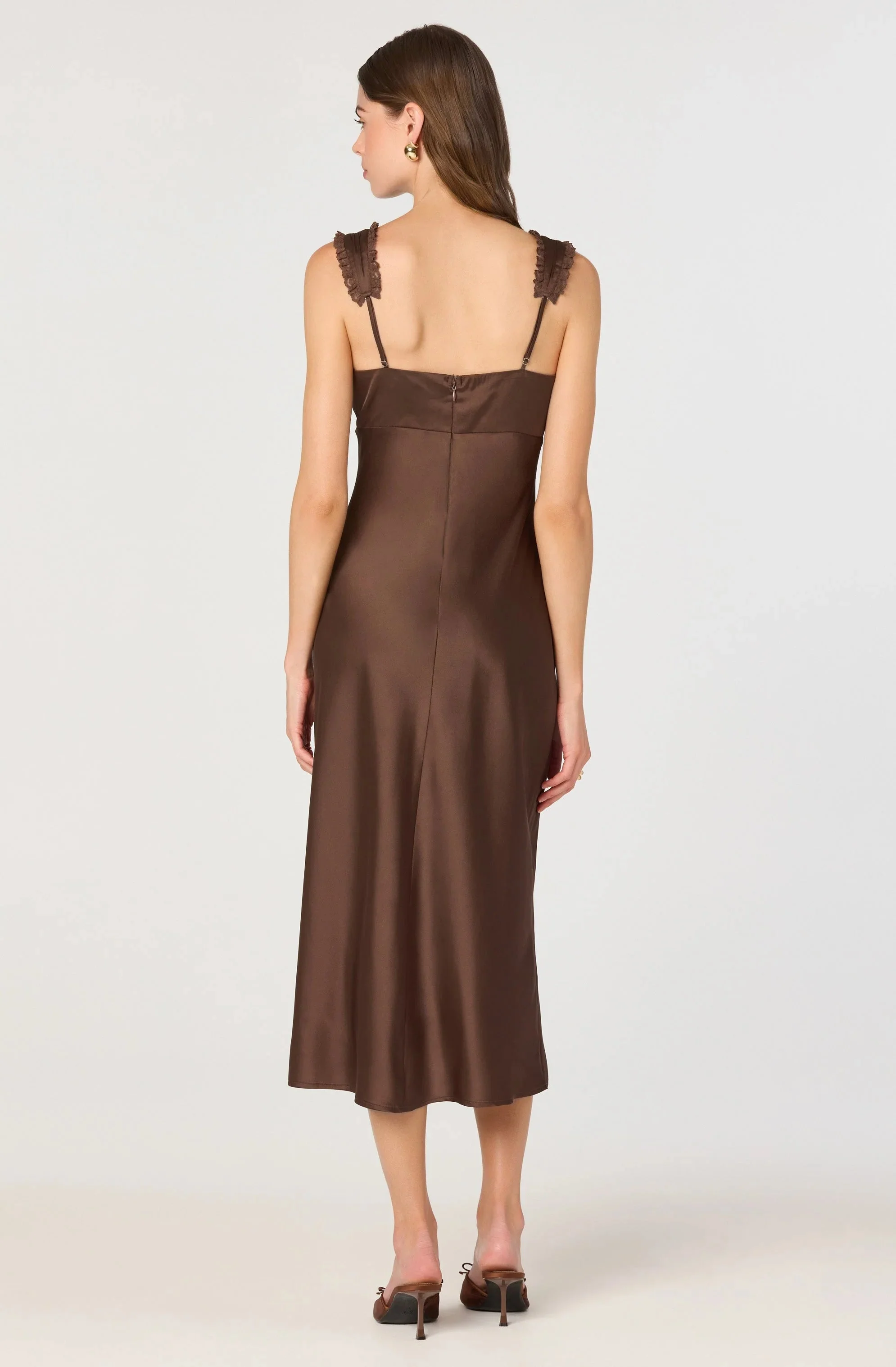 Lace Trim Satin Slip Dress