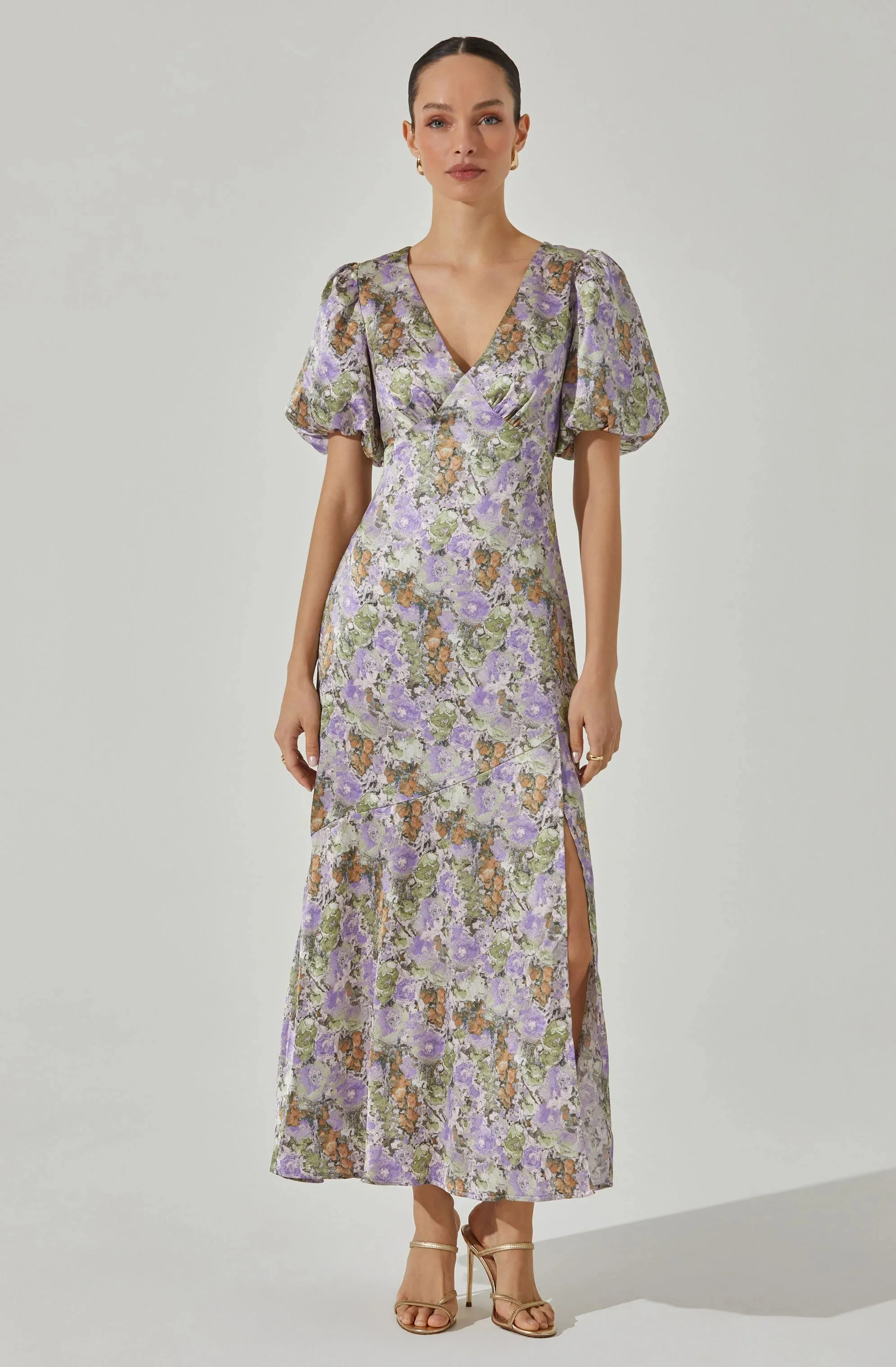 Satin Puff Sleeve Dress