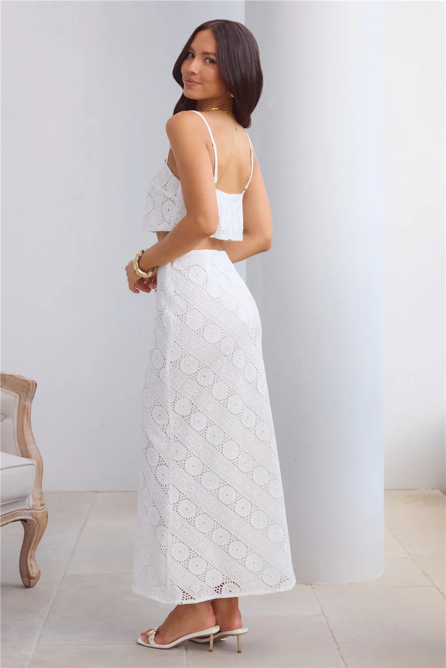 Island Calm Embroidered Crop Top White