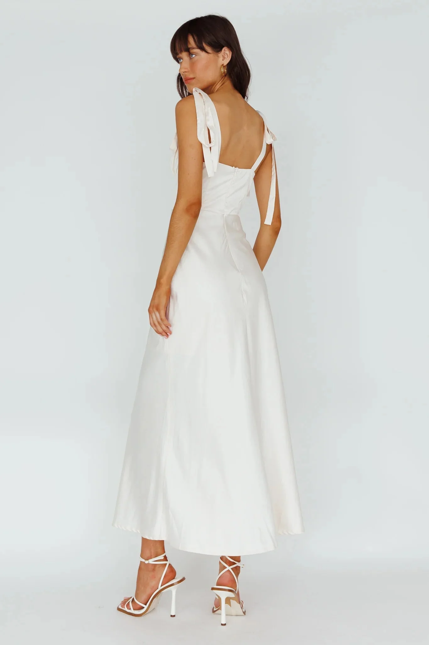 Pennelope Tied Shoulder Maxi Dress Ivory
