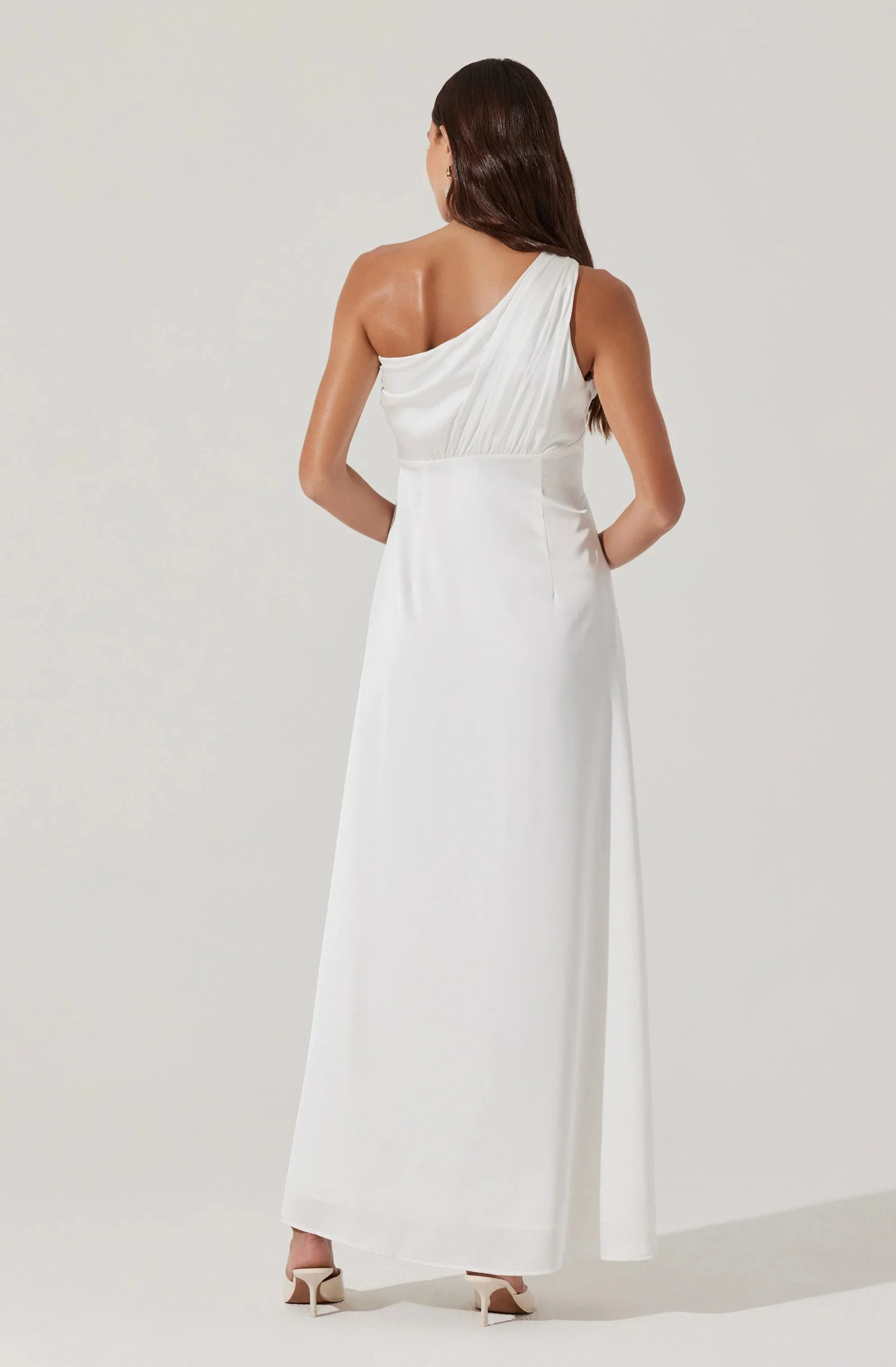 Atoila One Shoulder Satin Maxi Dress