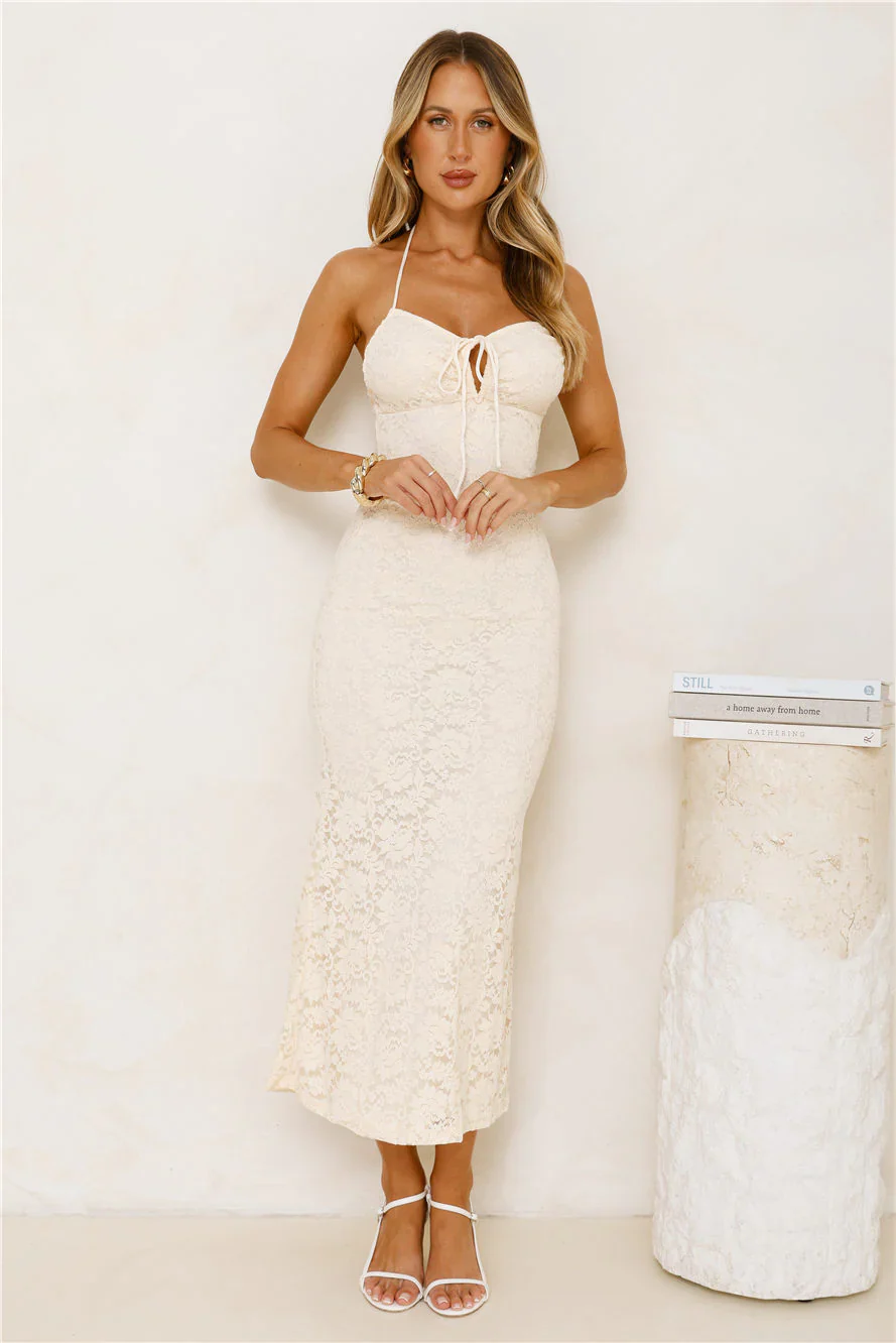 Iconic In Style Lace Midi Dress Cream
