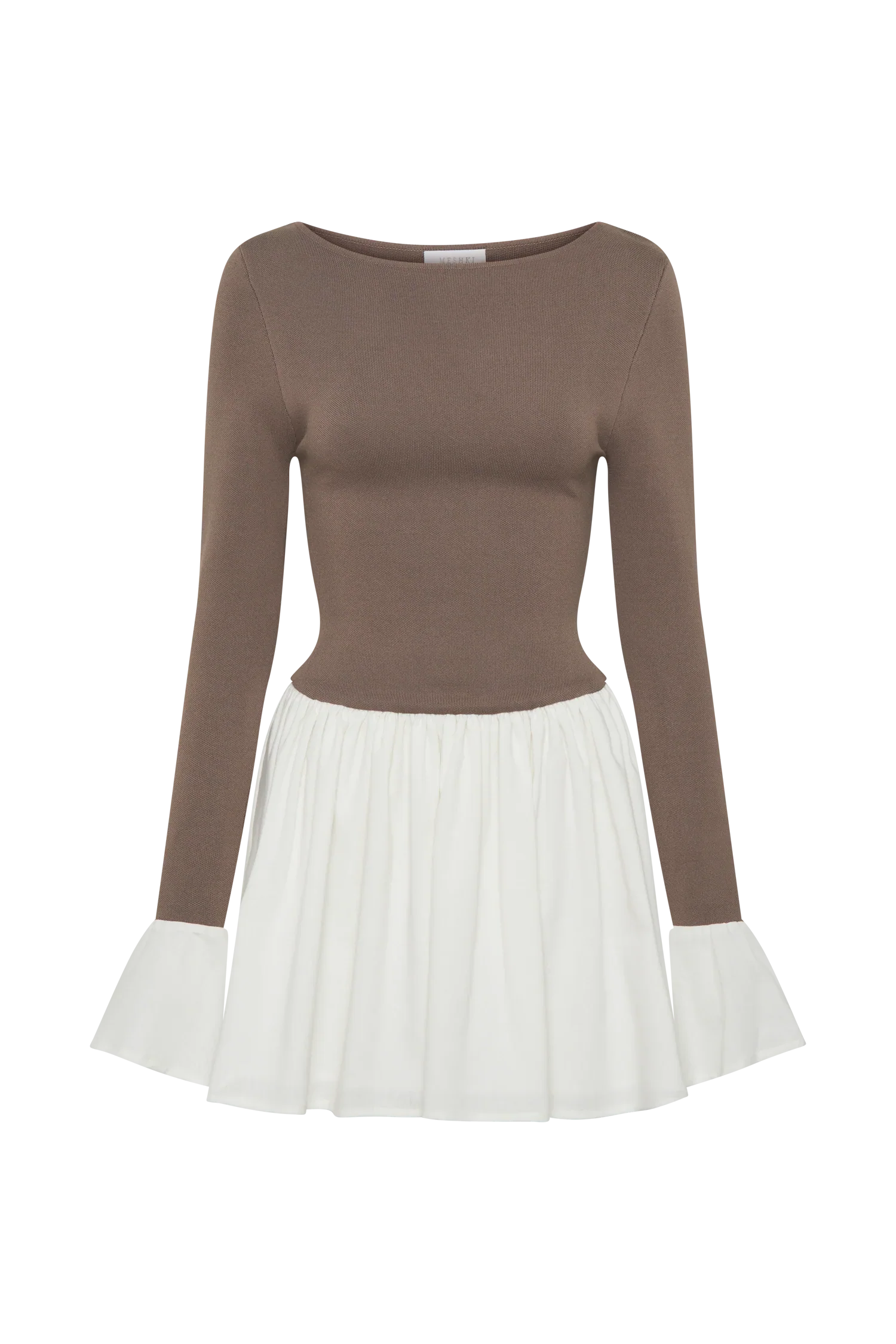 Sansa Knit And Linen Mini Dress - Smoke & Ivory