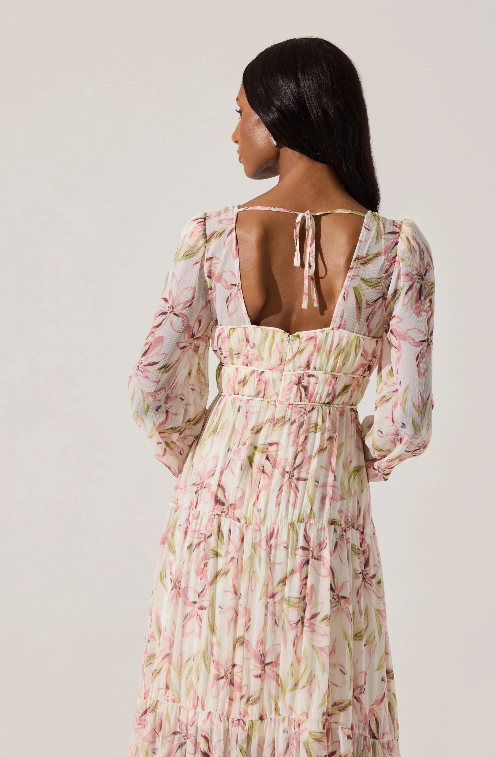 Pleated Chiffon Midi Dress