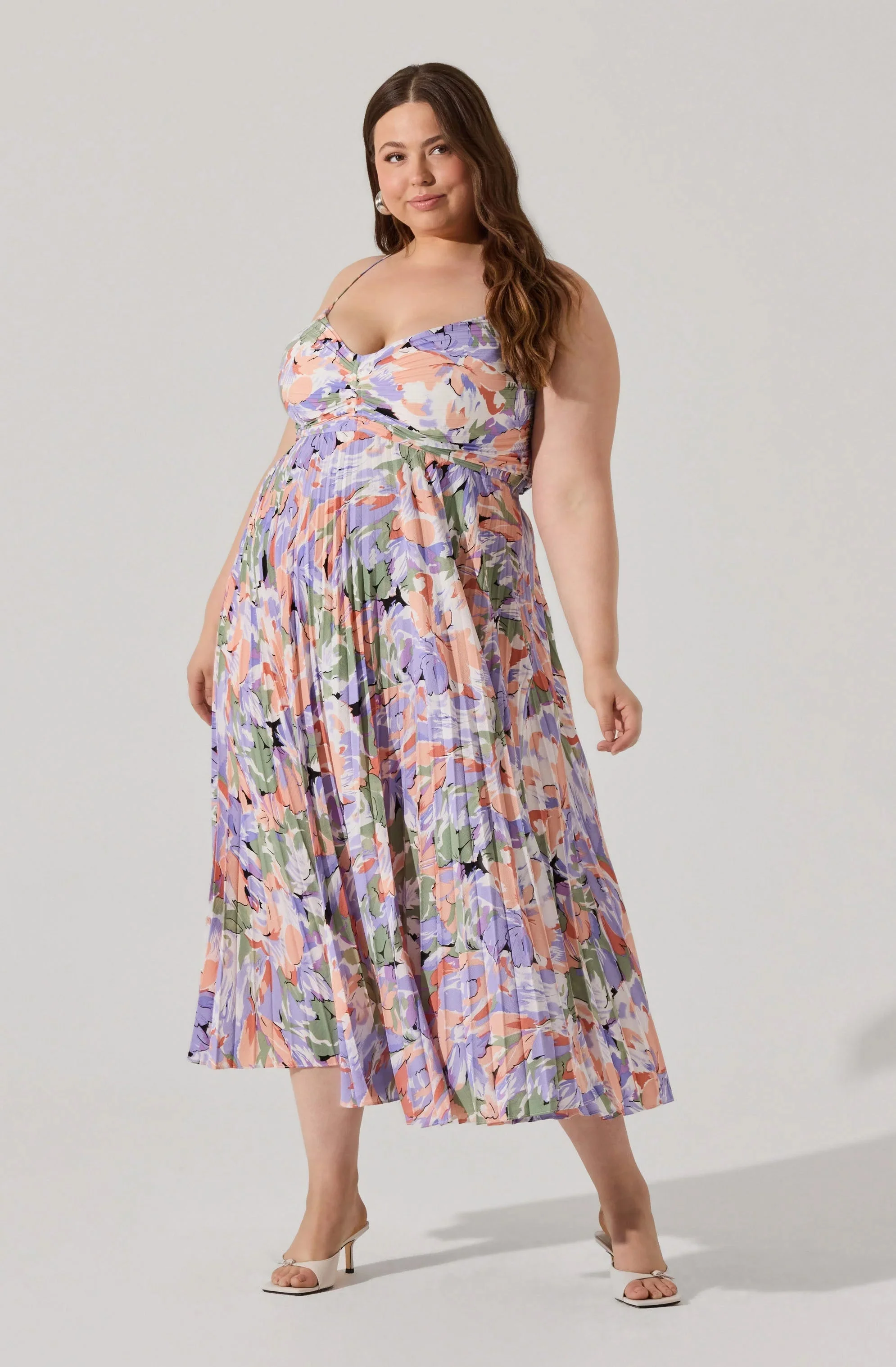 Blythe Floral Plisse Midi Dress