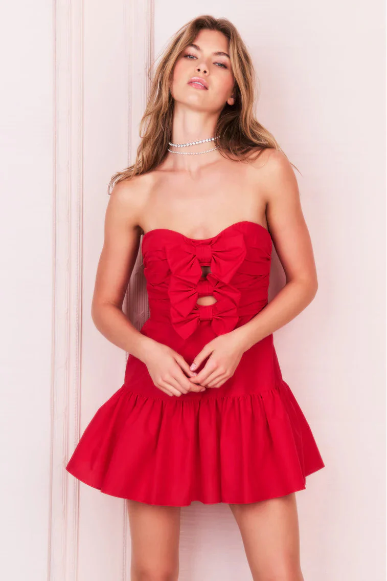 Woodlow Bow Mini Dress - RED