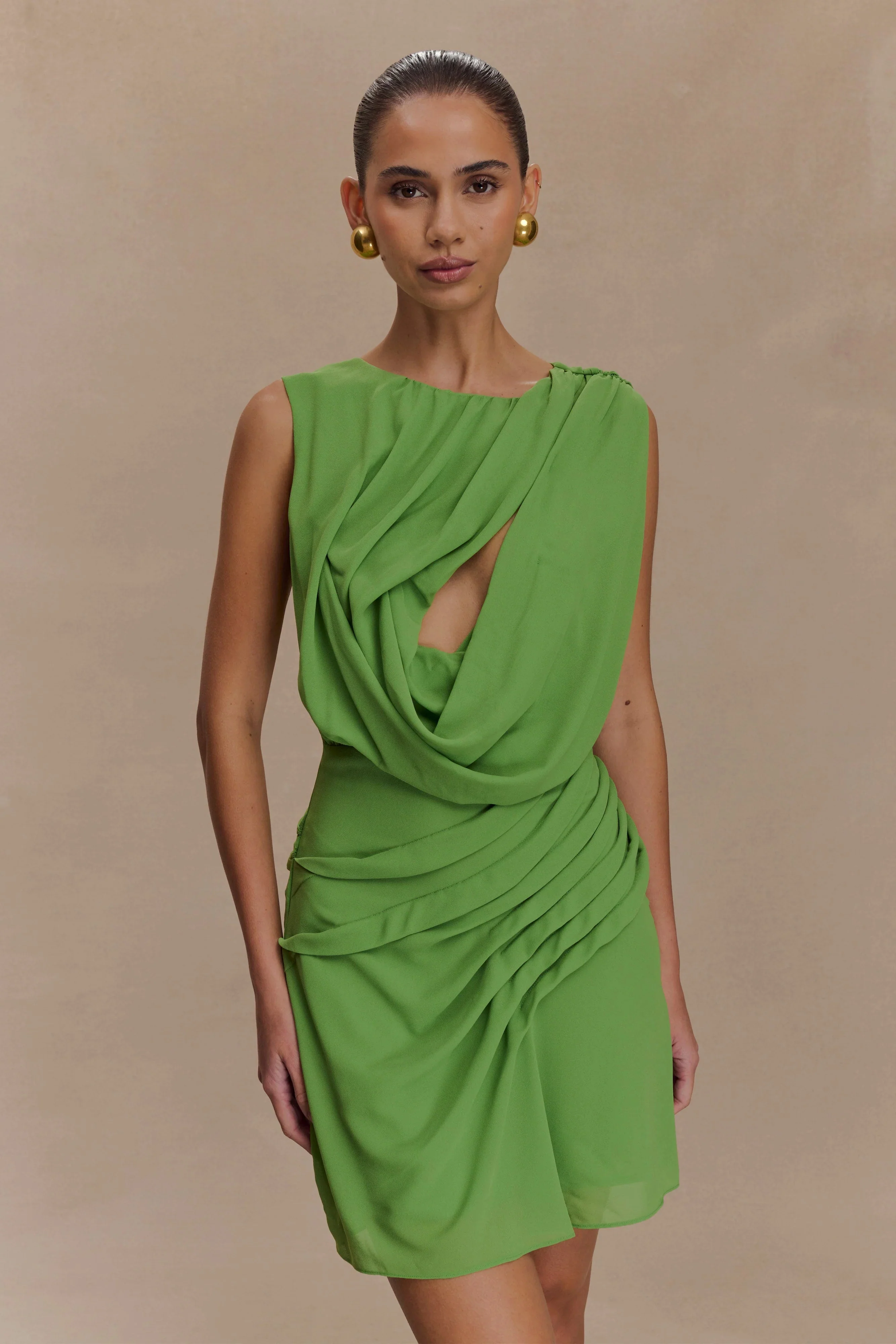 Oria Chiffon Mini Dress - Green