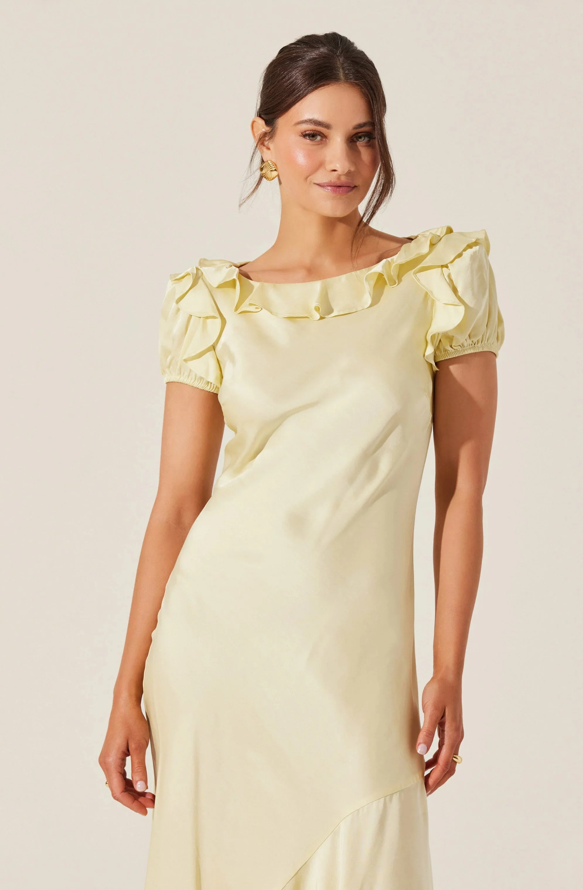 Auden Satin Ruffle Midi dress