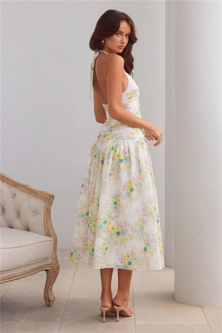 Island Dreamscape Halter Midi Dress Print