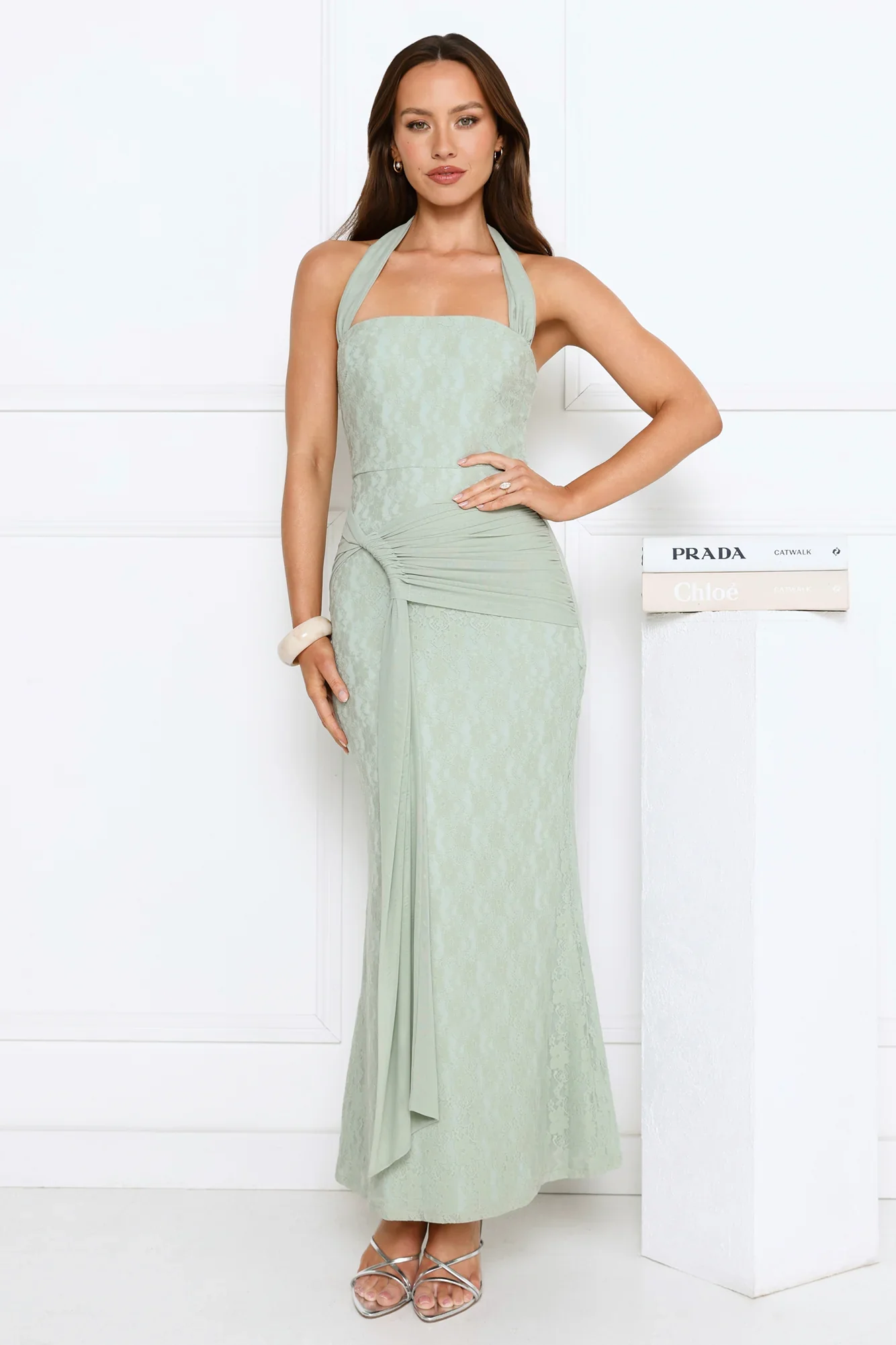 Kissed By Stars Halter Maxi Dress Green