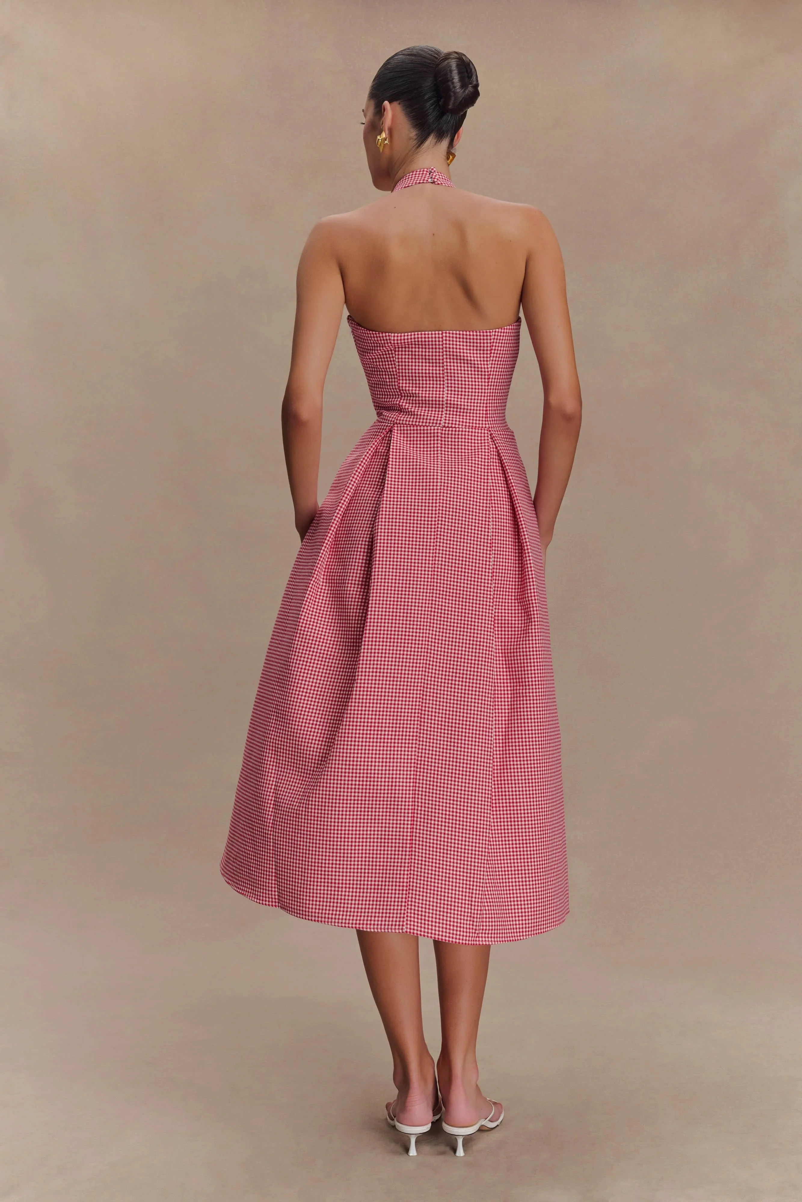 Juana Halter Midi Dress - Red Gingham
