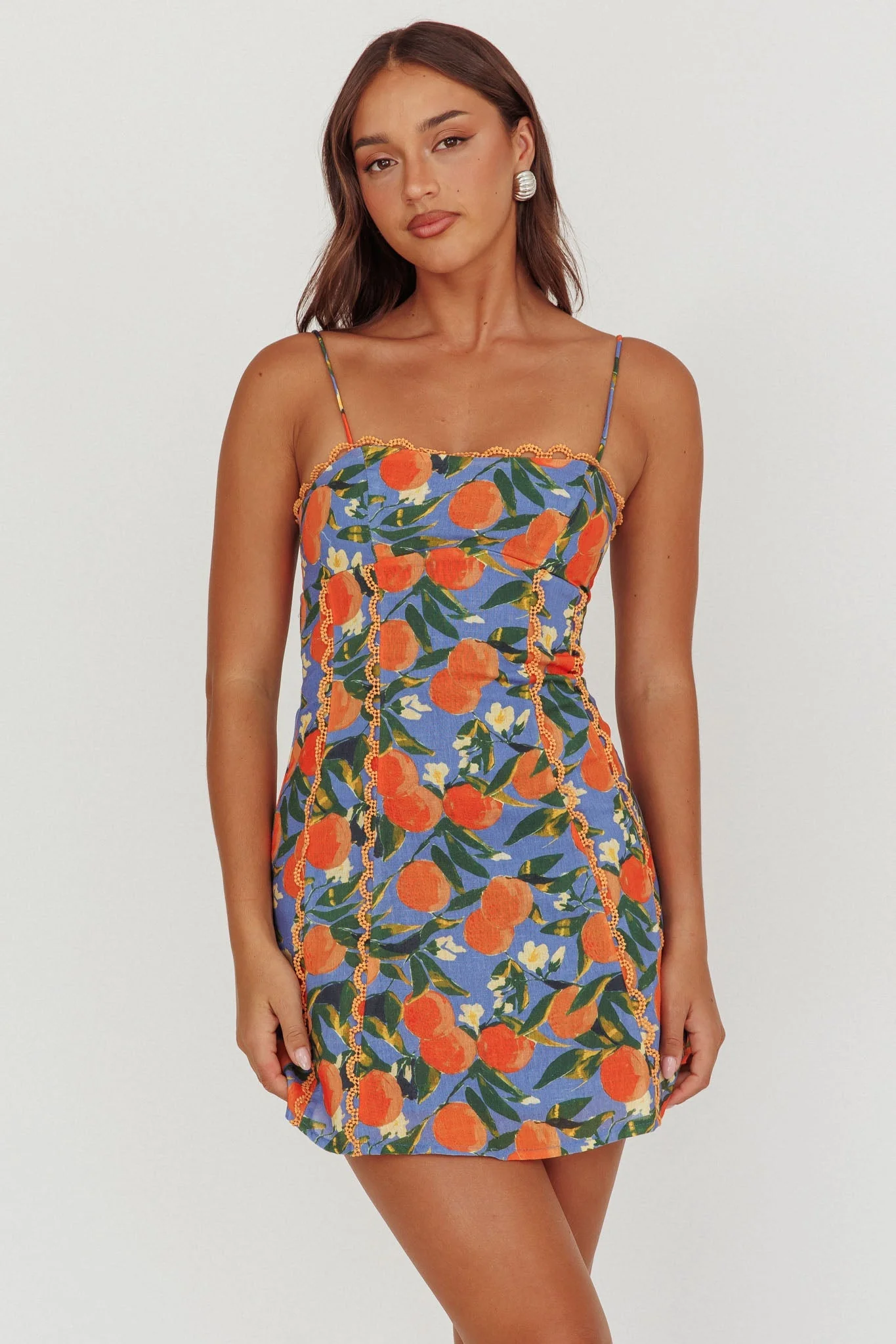 Chamberlain Scallop Trim Mini Dress Citrus Orange