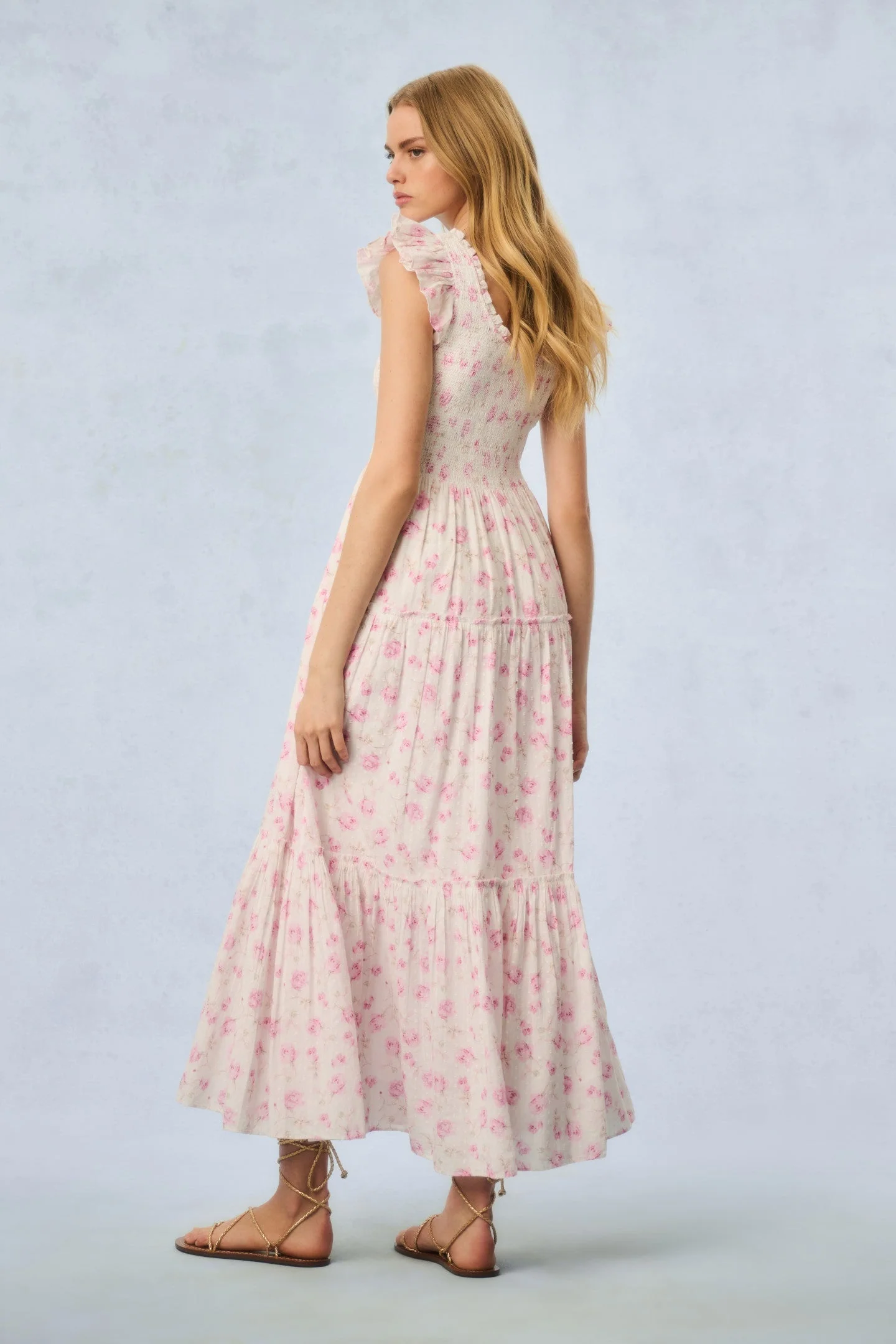 Chessie Fragrance Print Cotton Maxi Dress