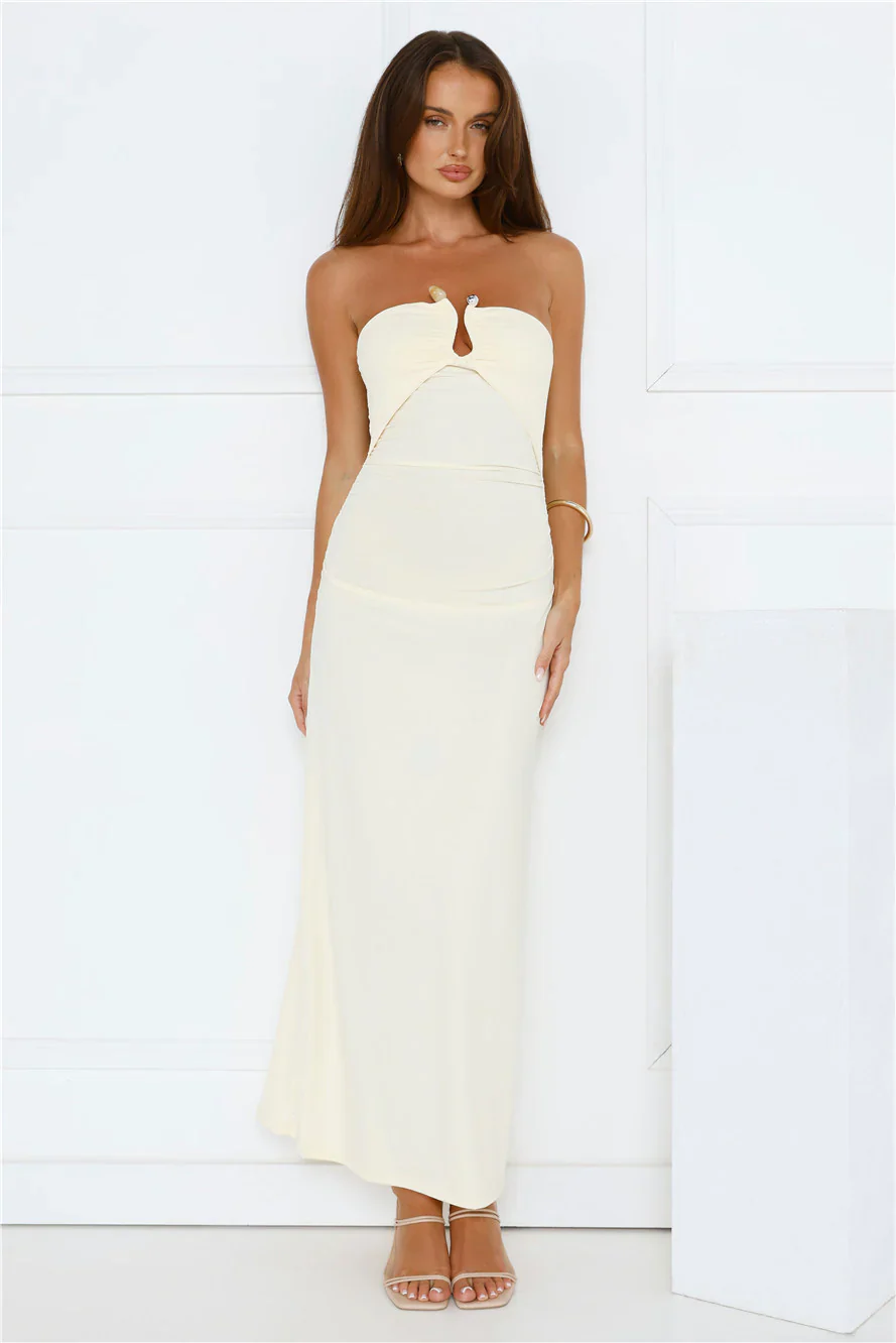 Heat Edit Strapless Maxi Dress Yellow