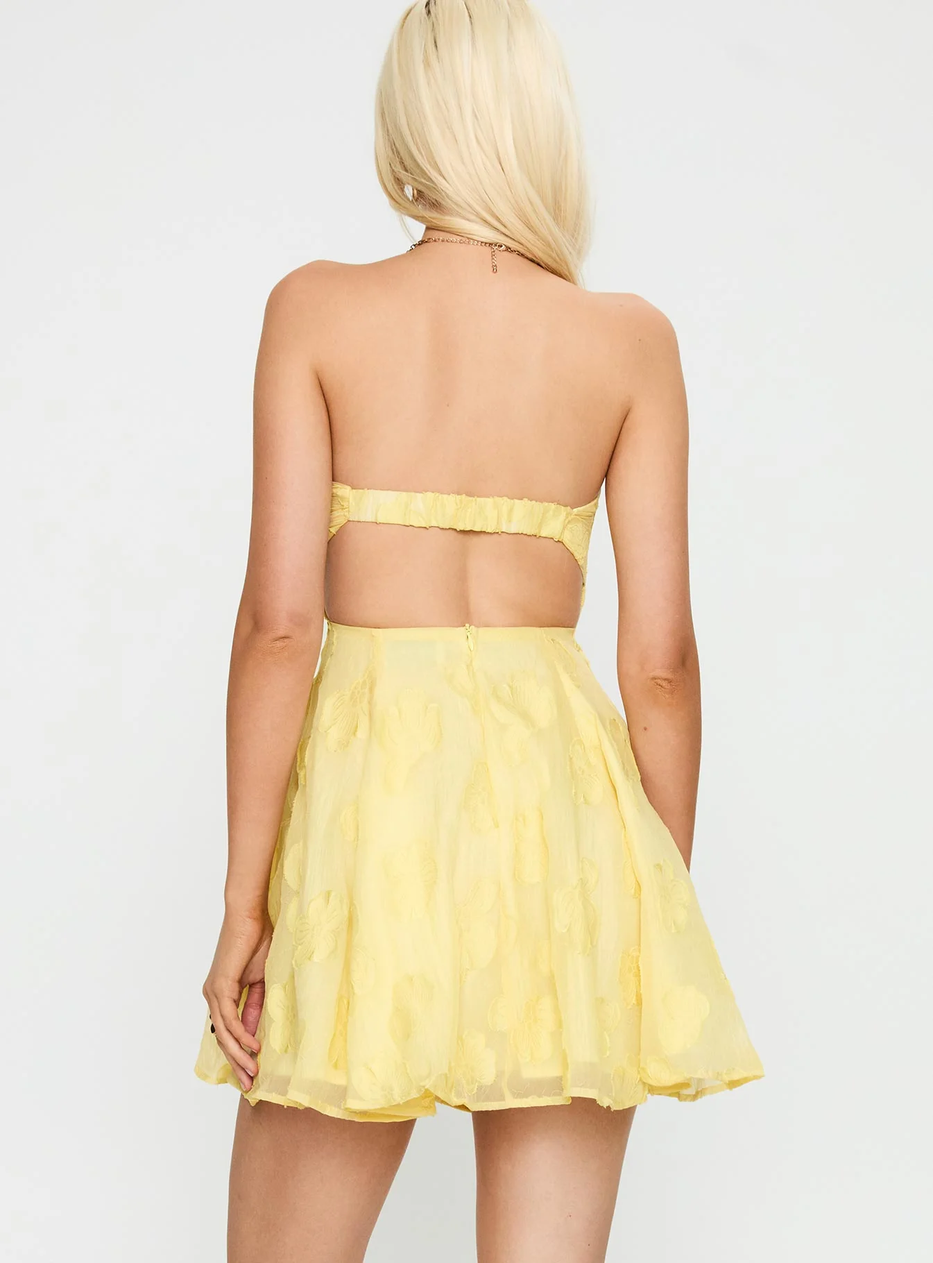 Loulani Strapless Mini Dress Lemon