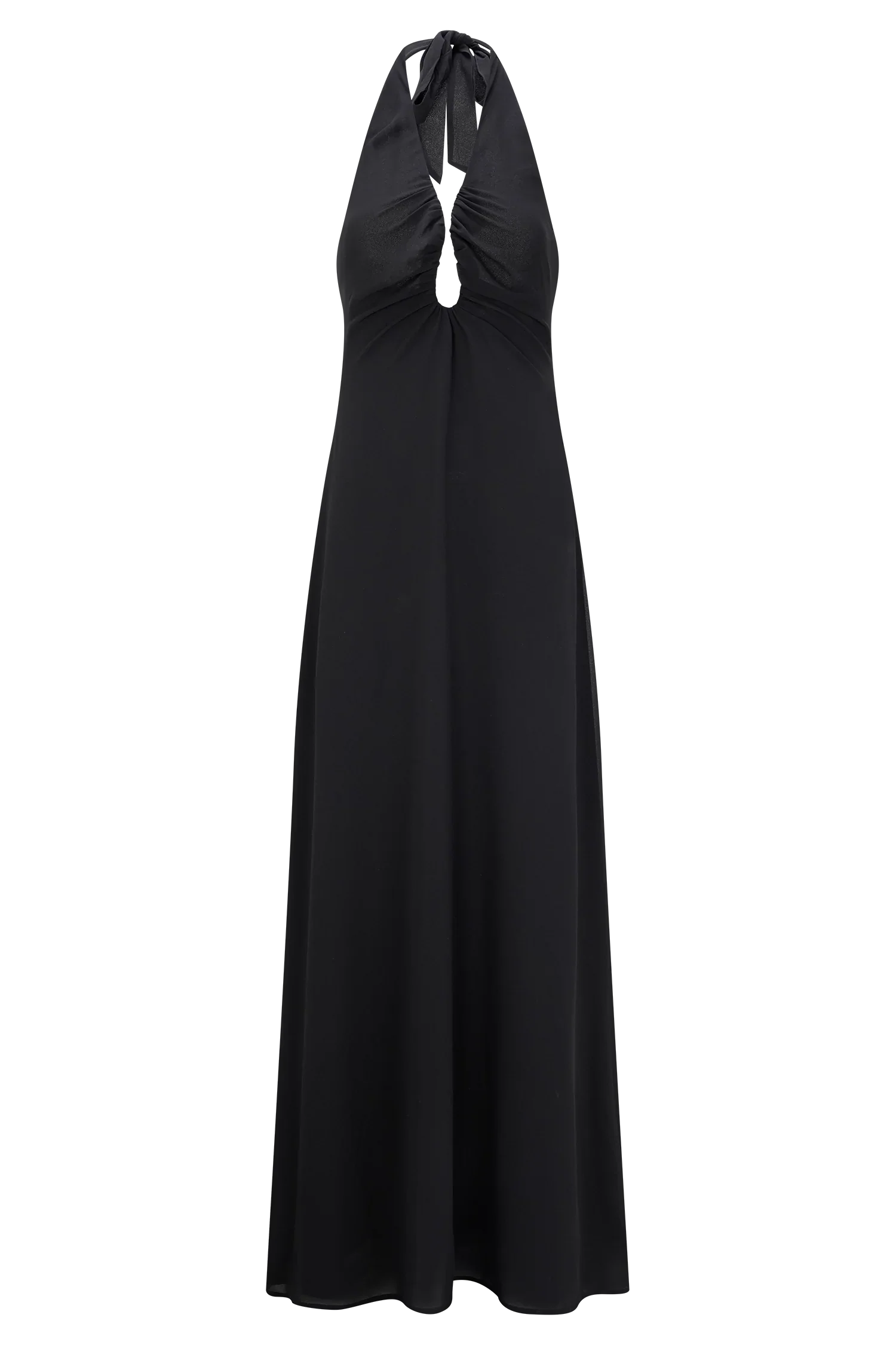 Malakhai Chiffon Halter Maxi Dress - Black