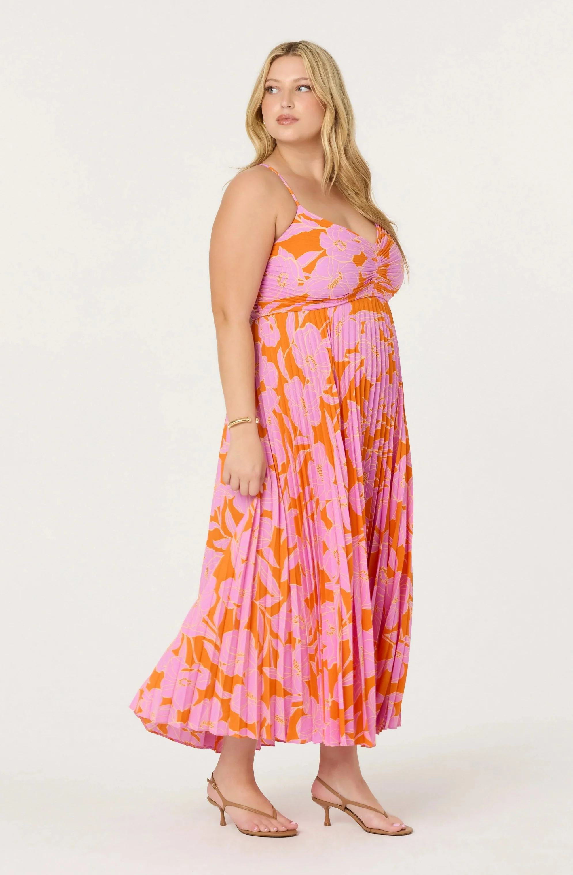 Blythe Floral Plisse Midi Dress