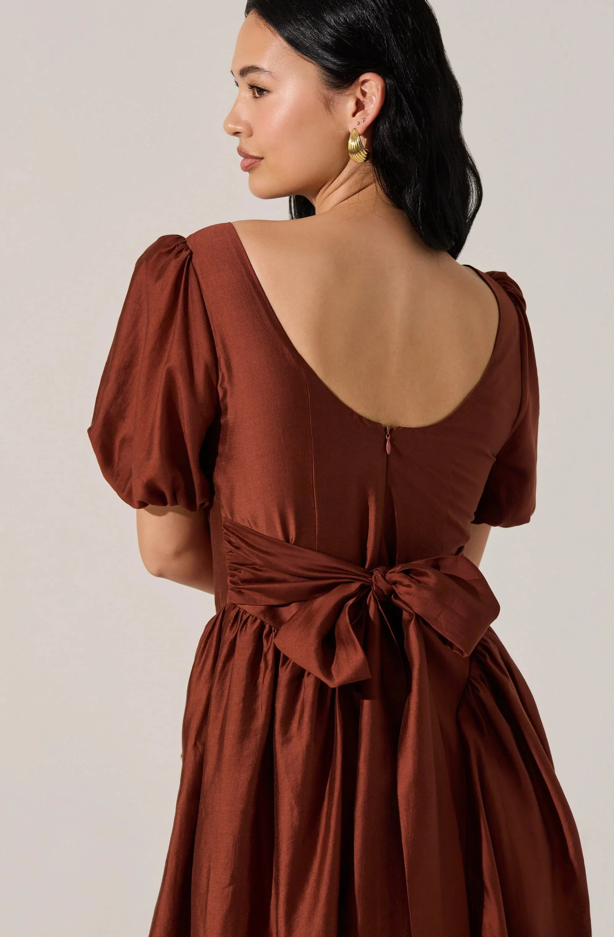 Keairra Puff Sleeve Midi Dress