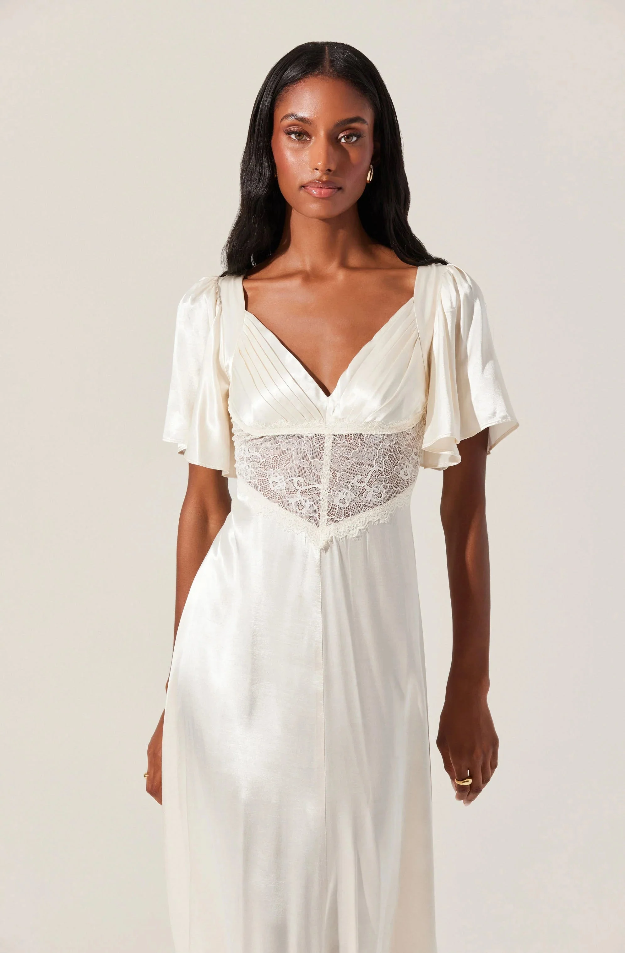 Aurelia Satin V-Neck Midi Dress