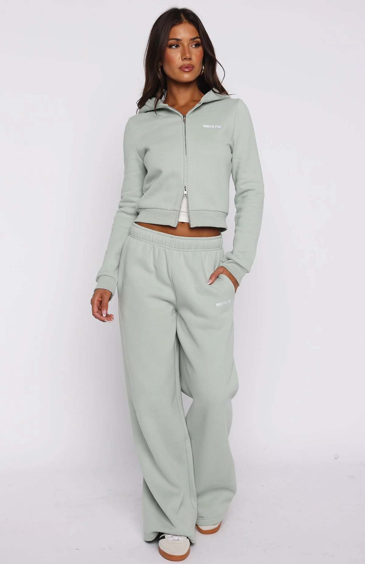 Comfy And Cute Slim Zip Front Hoodie Seafoam