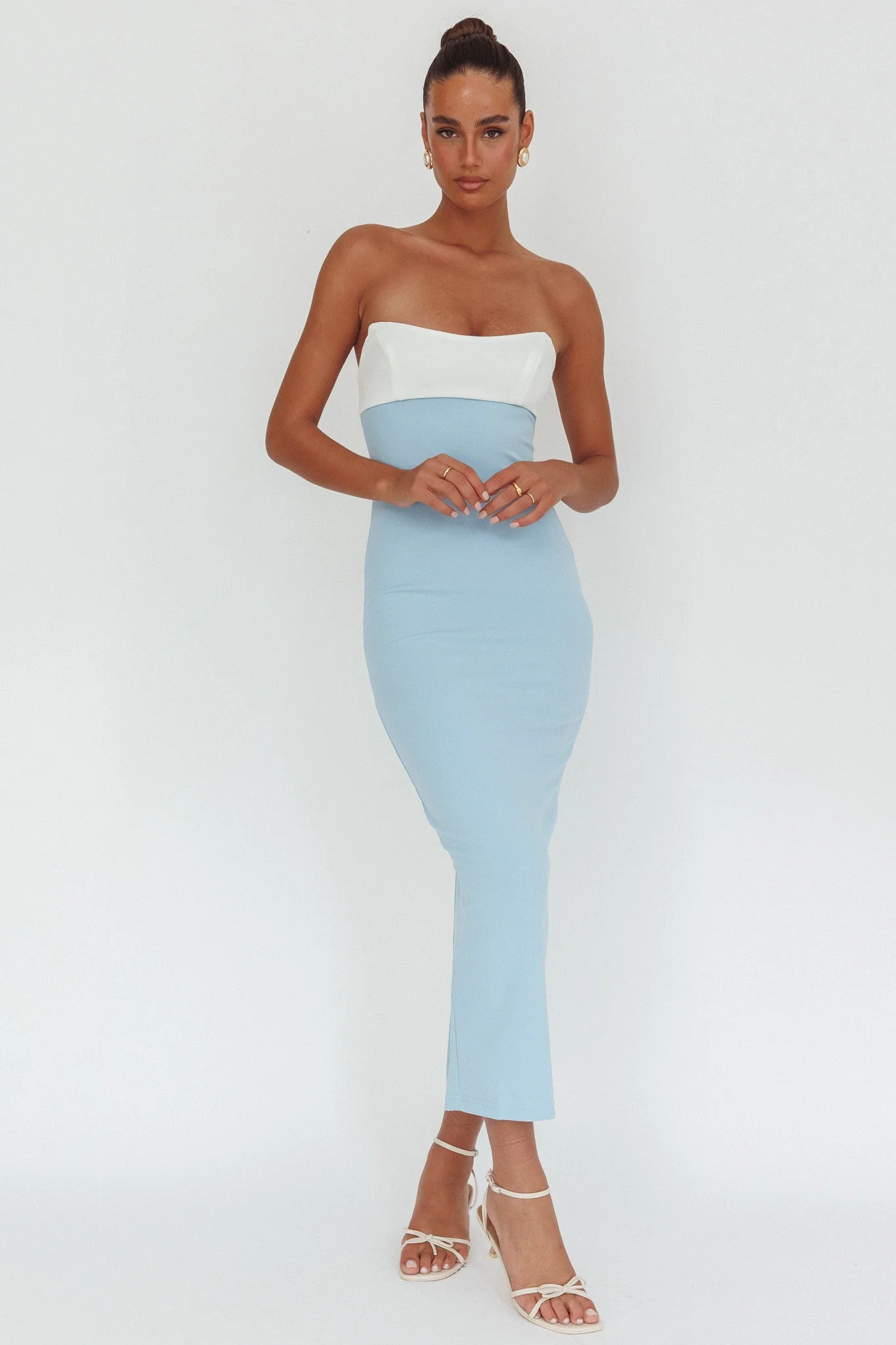 Regent Strapless Maxi Dress Contrast Blue