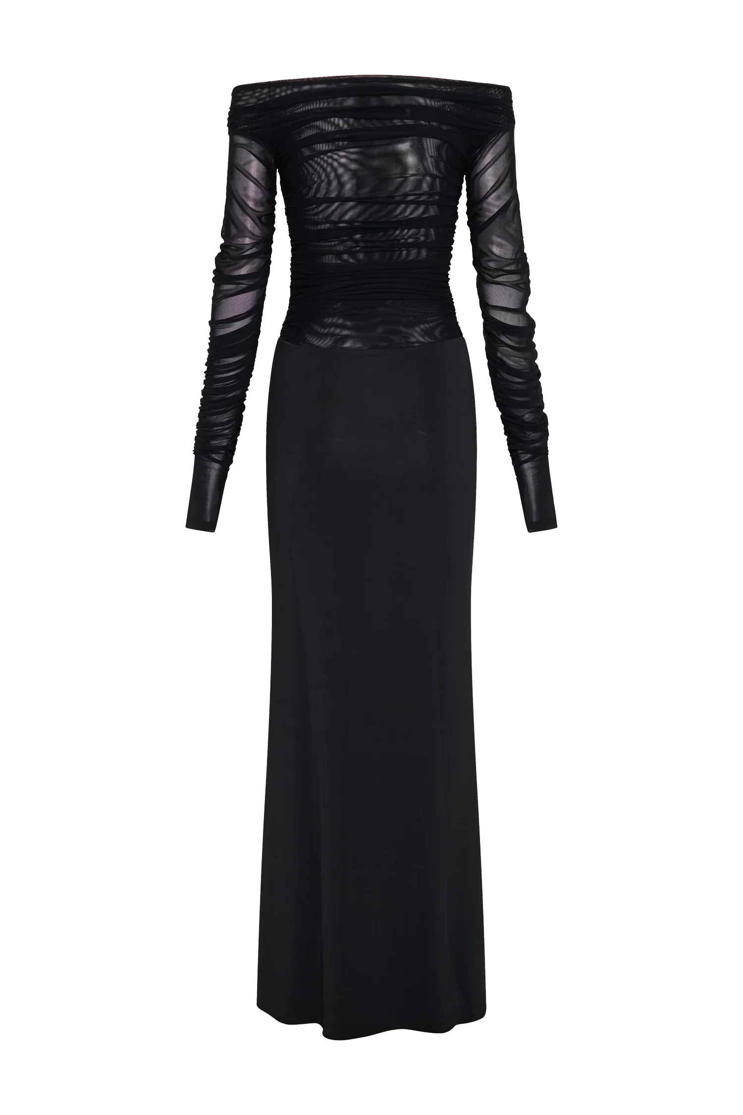 Darla Mesh And Slinky Off Shoulder Maxi Dress - Black