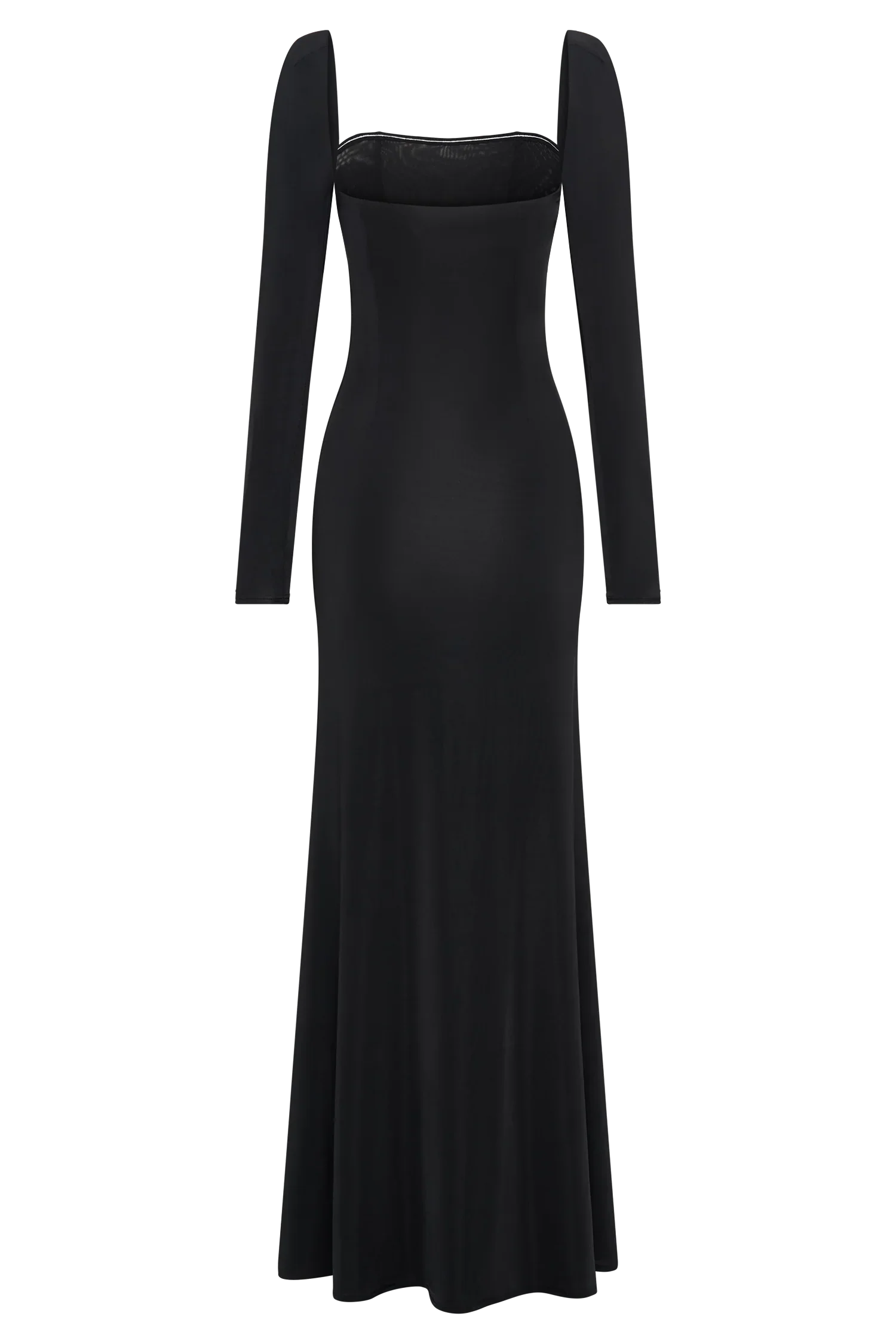 Desirie Slinky Long Sleeve Maxi Dress With Split - Black