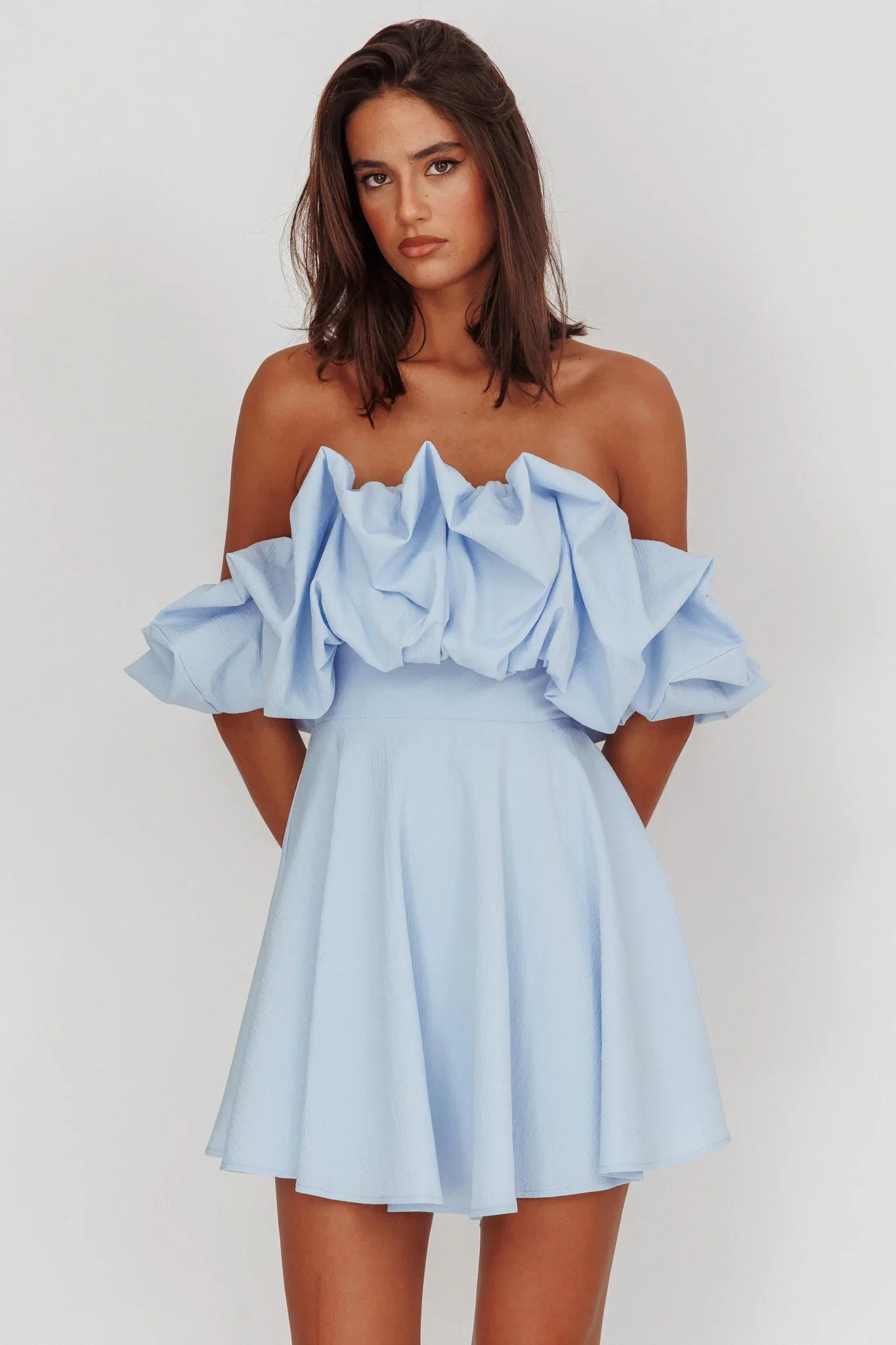 Kailynn Off-Shoulder A-Line Mini Dress Blue