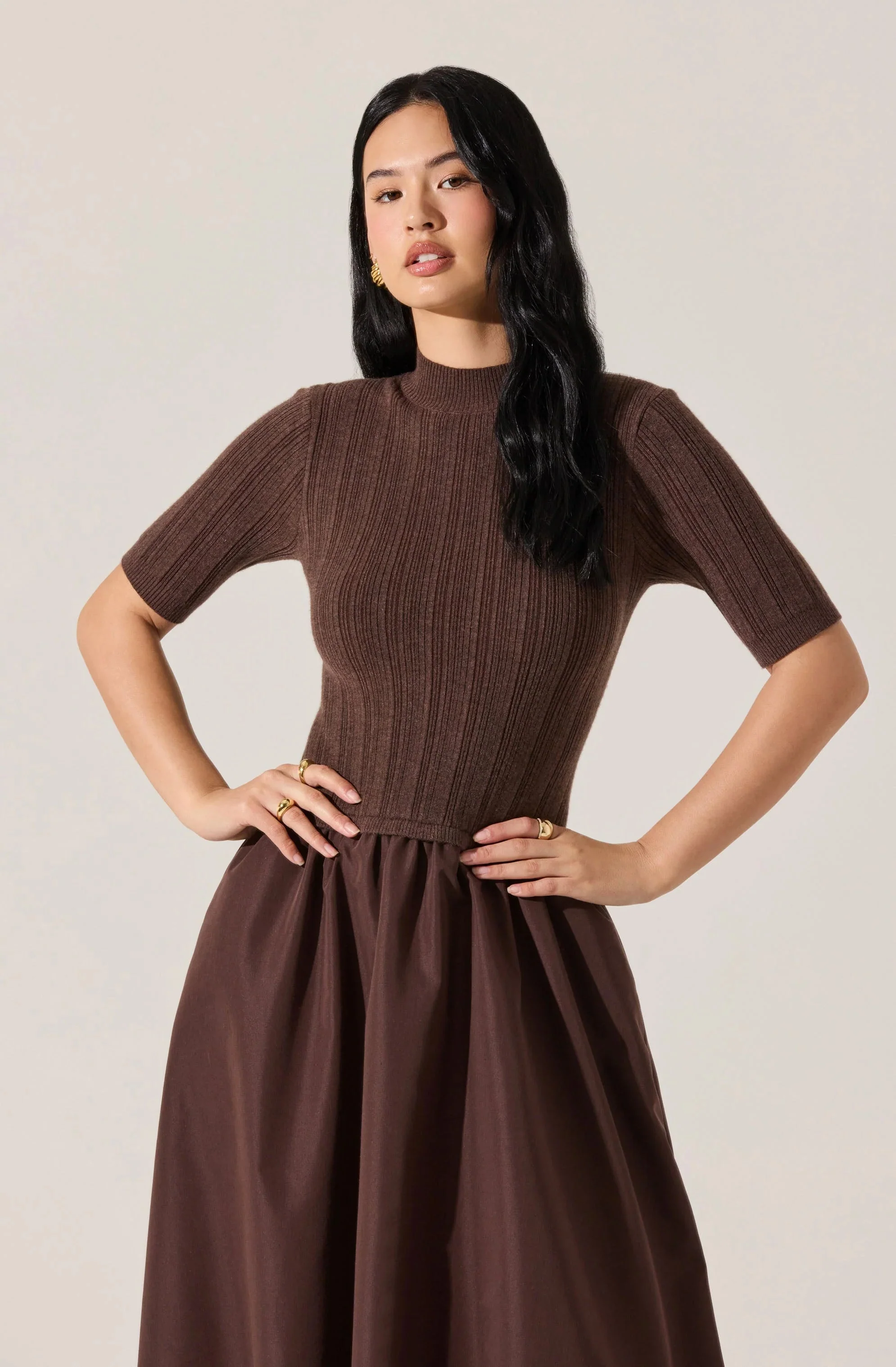 Caerlion Contrast Knit Midi Dress