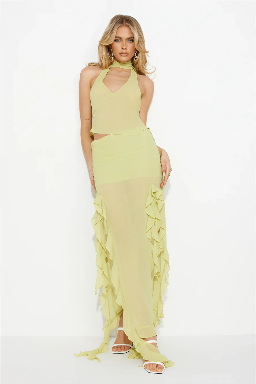 LIONESS Rendezvous Skirt Lime