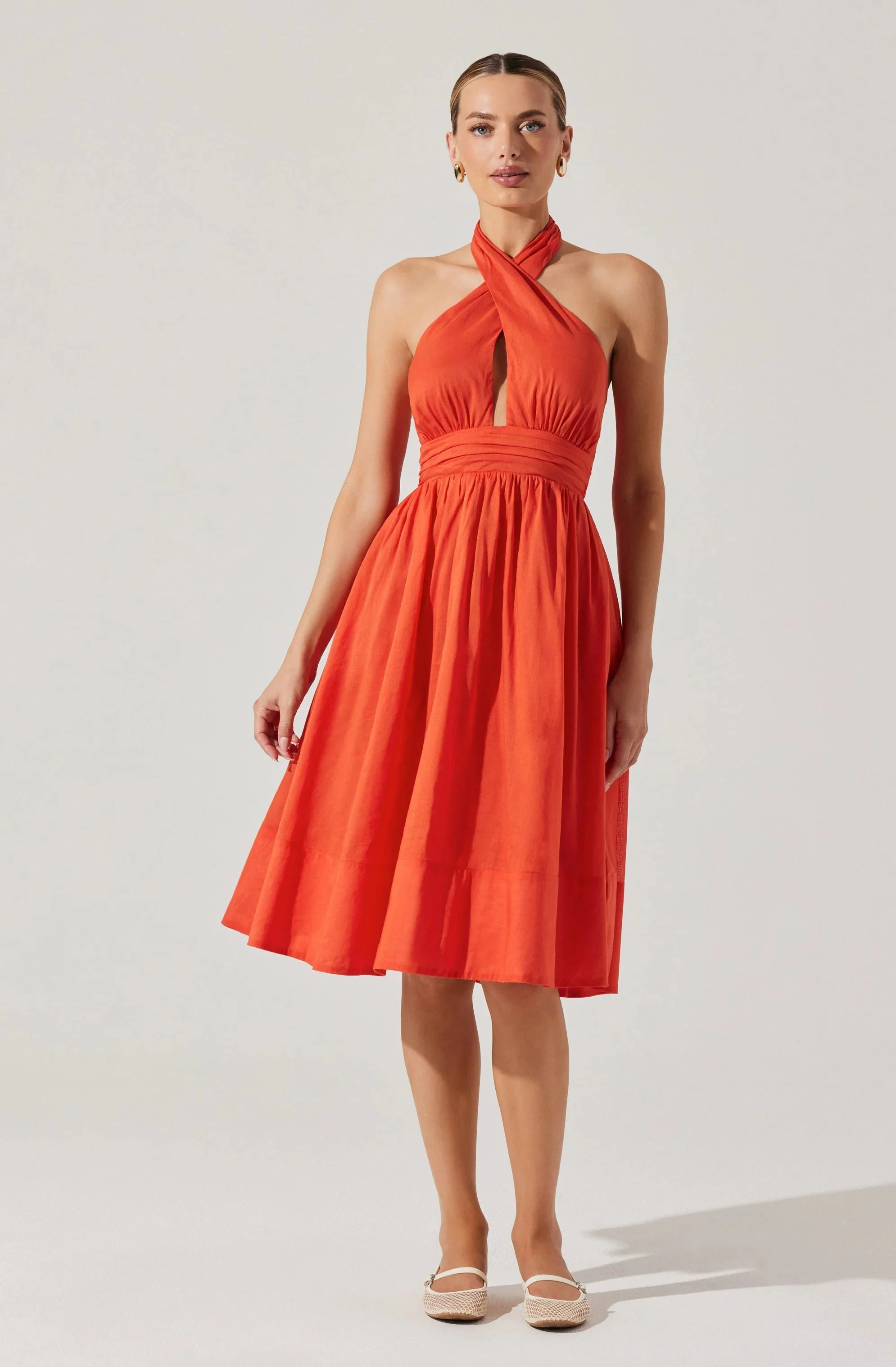 Kalia Crossover Halter Mini Dress