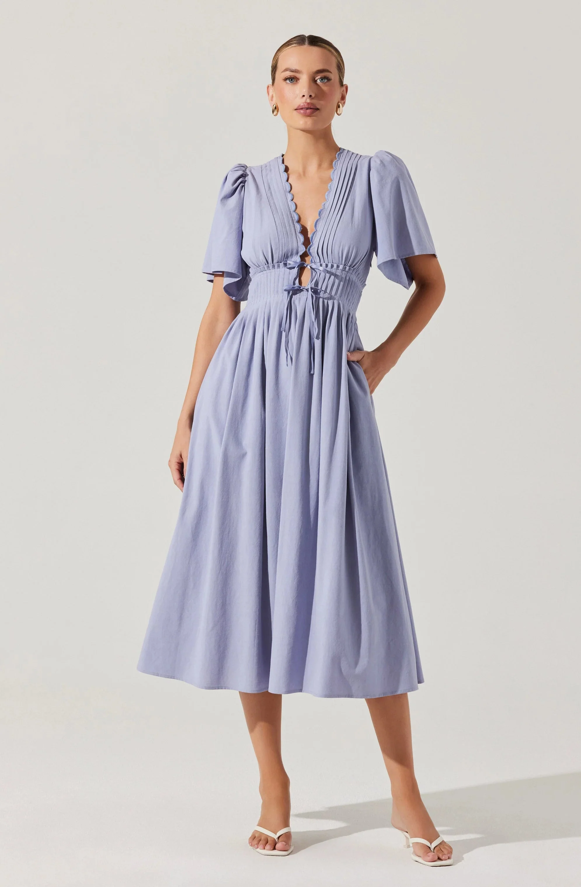 Hadleigh Scallop Trim Midi Dress
