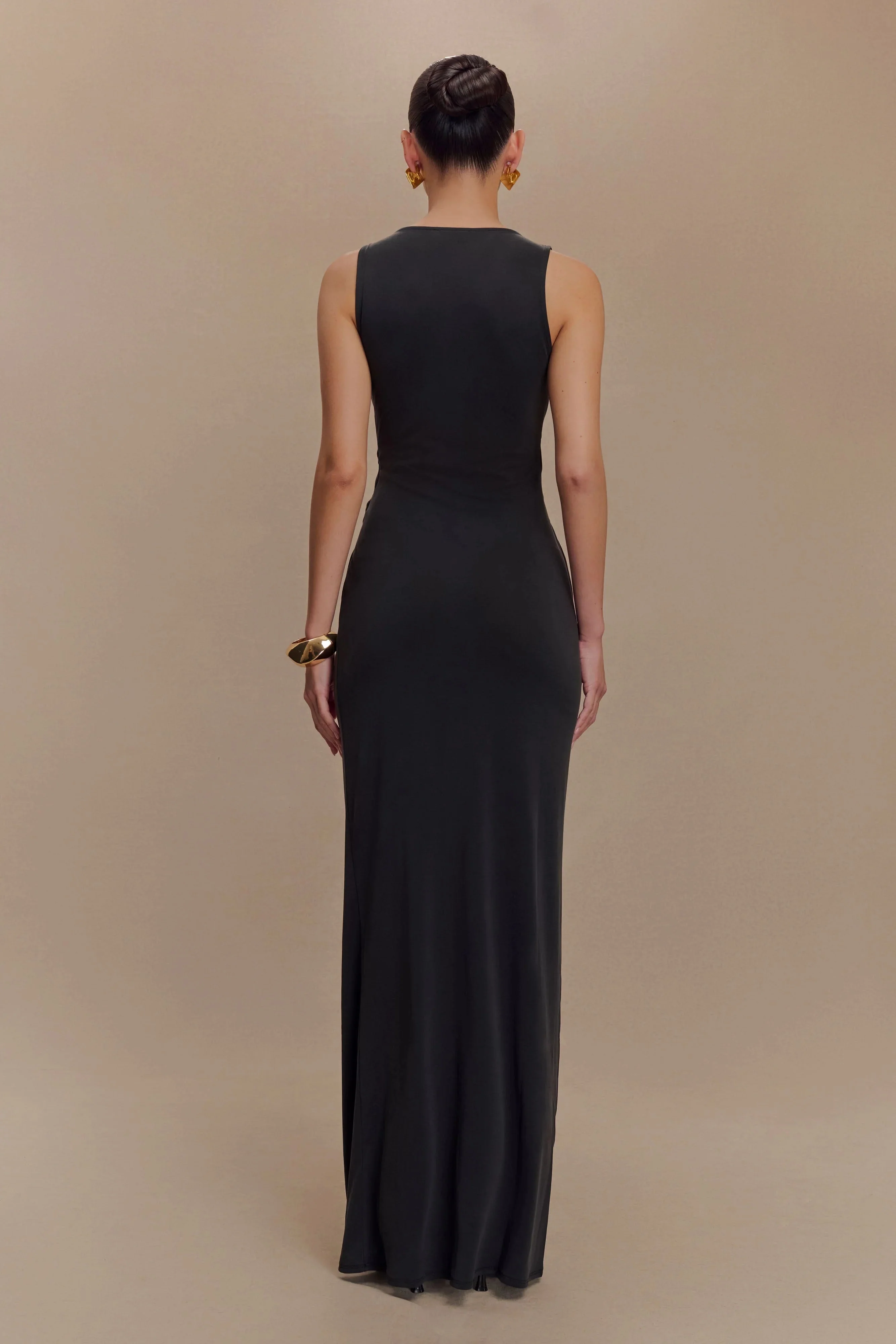 Kassidy Peached Jersey Maxi Dress - Black