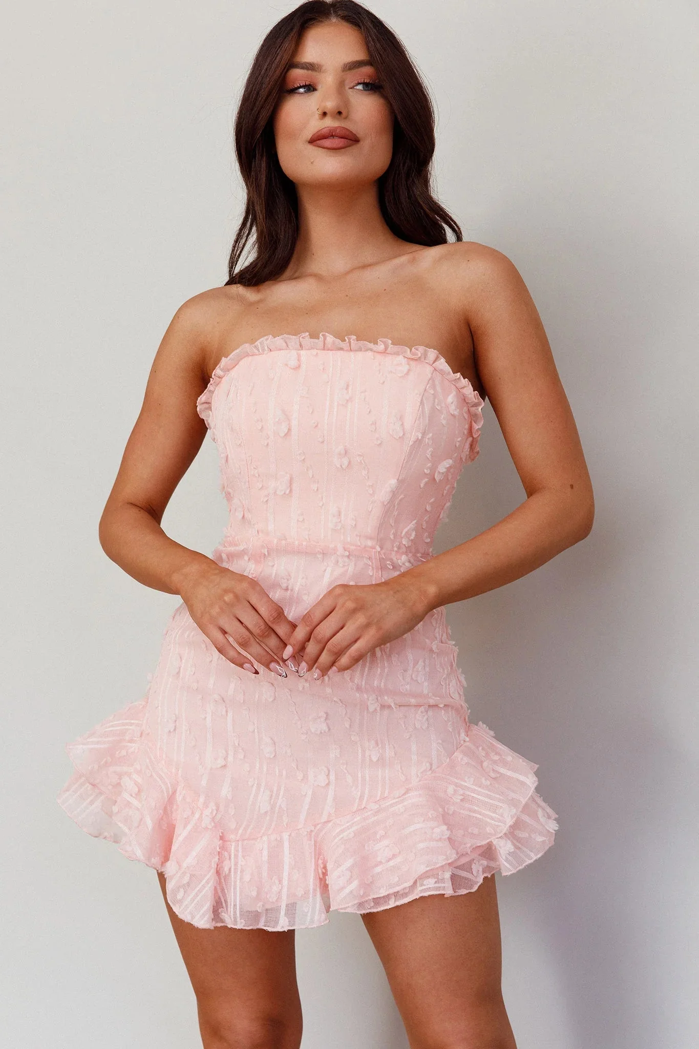 Cece Embellished Bandeau Dress Blush