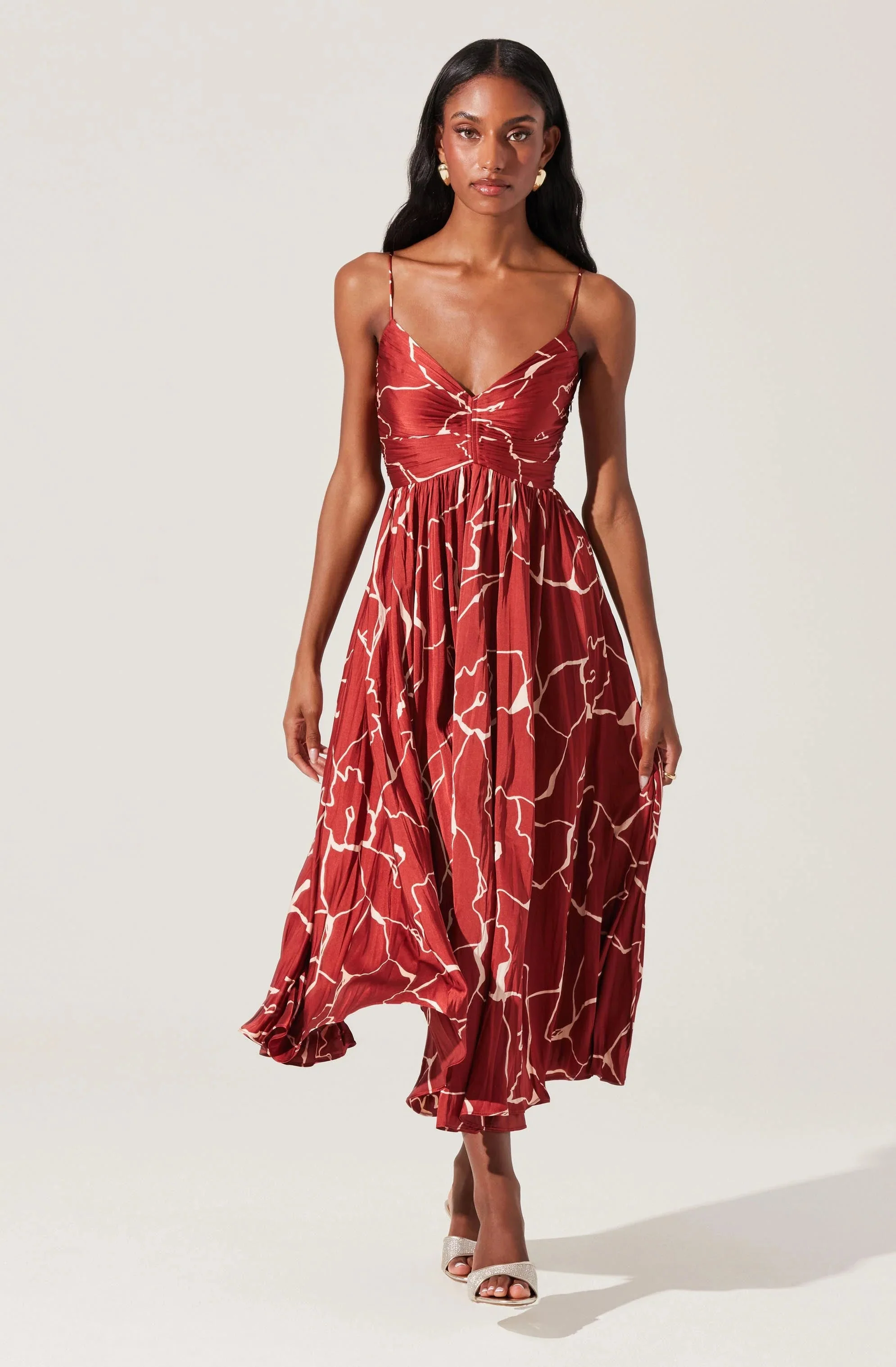 Maeve Printed Pleated Midi Dress