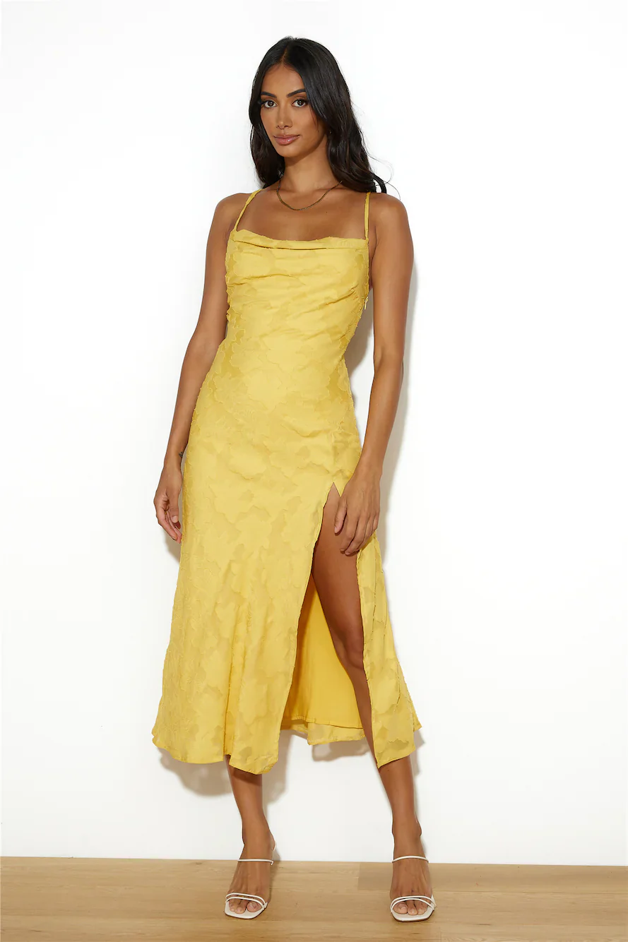 Into Spring Midi Dress Yellow