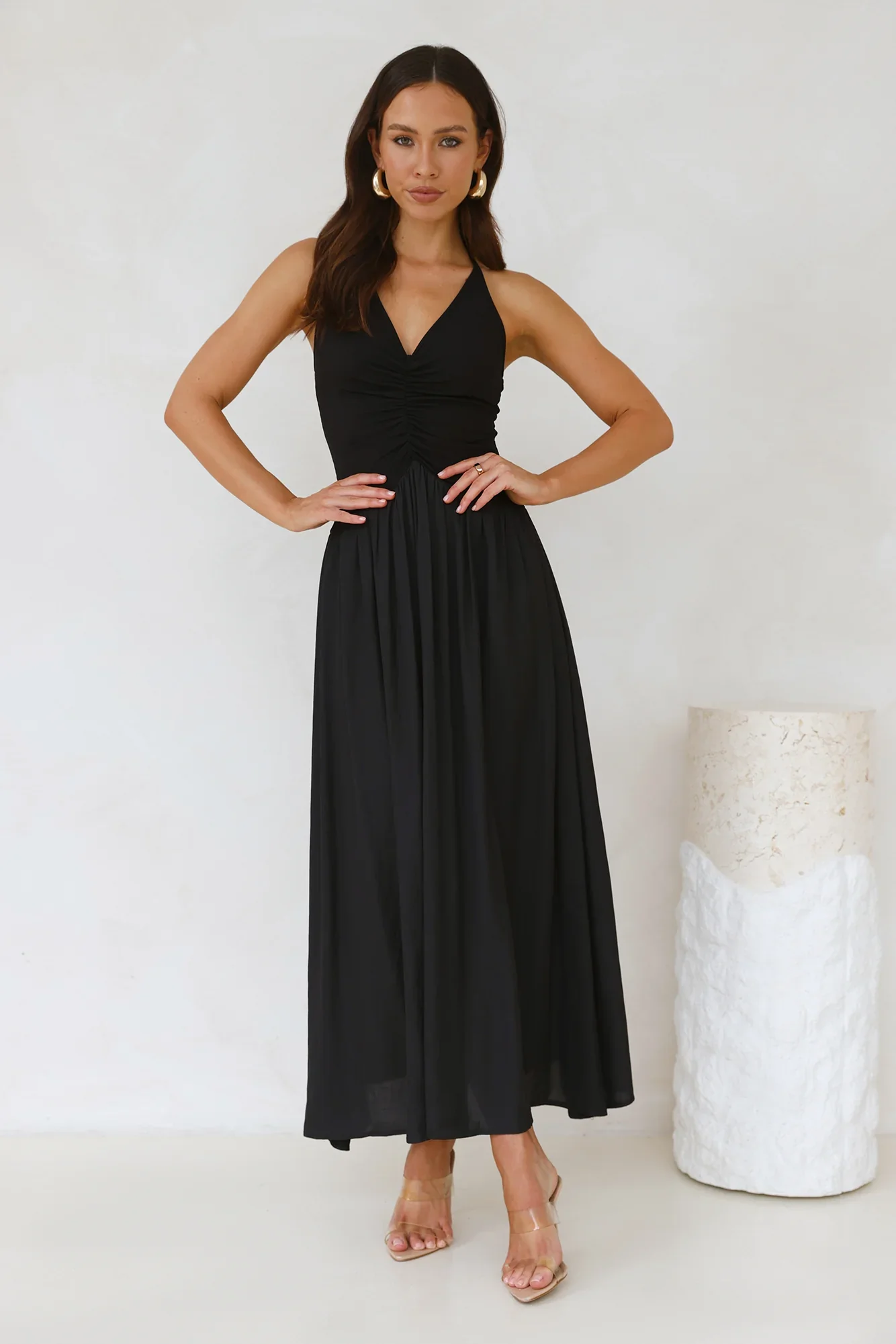 Lake Days Halter Maxi Dress Black