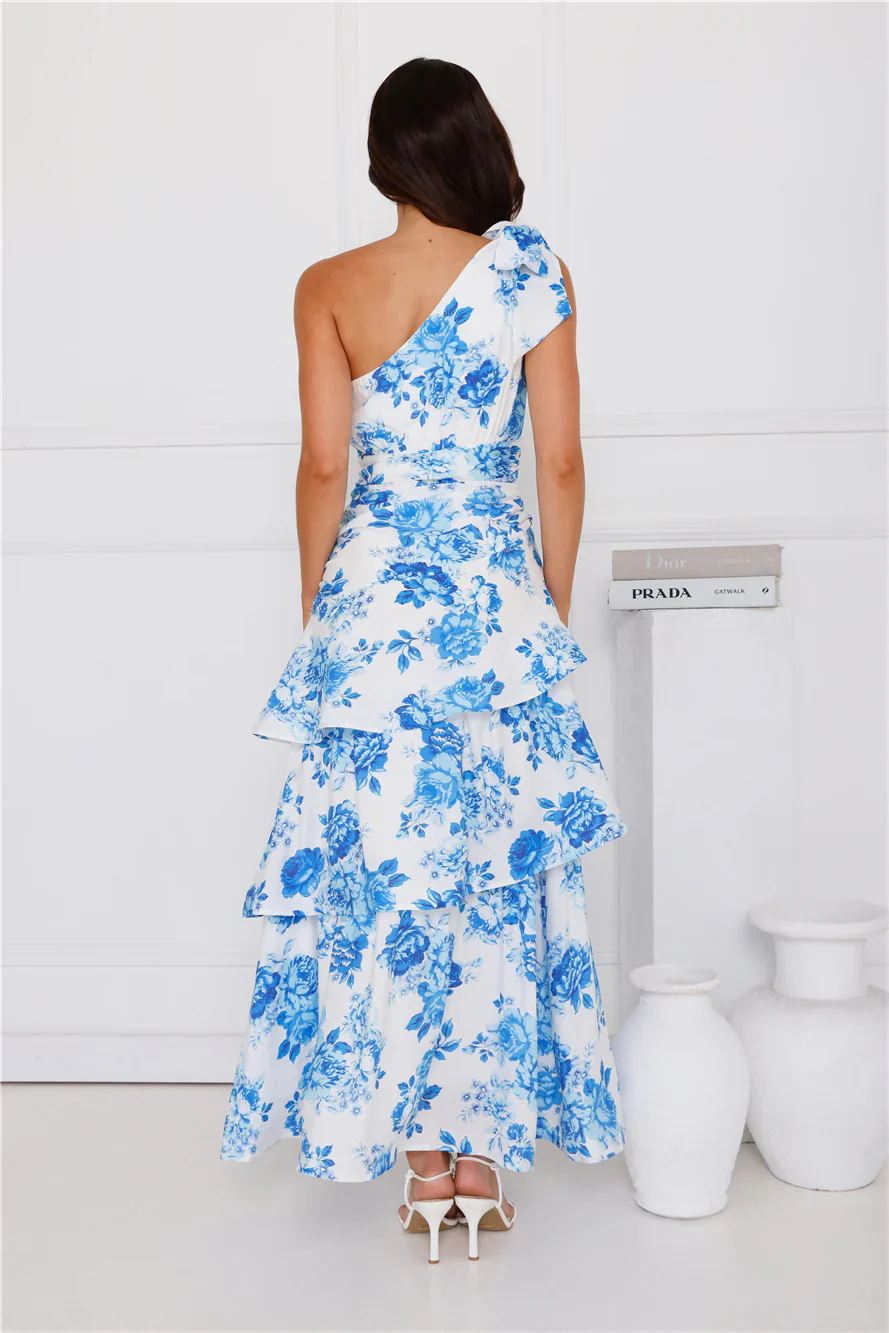 Kehlani One Shoulder Maxi Dress Blue