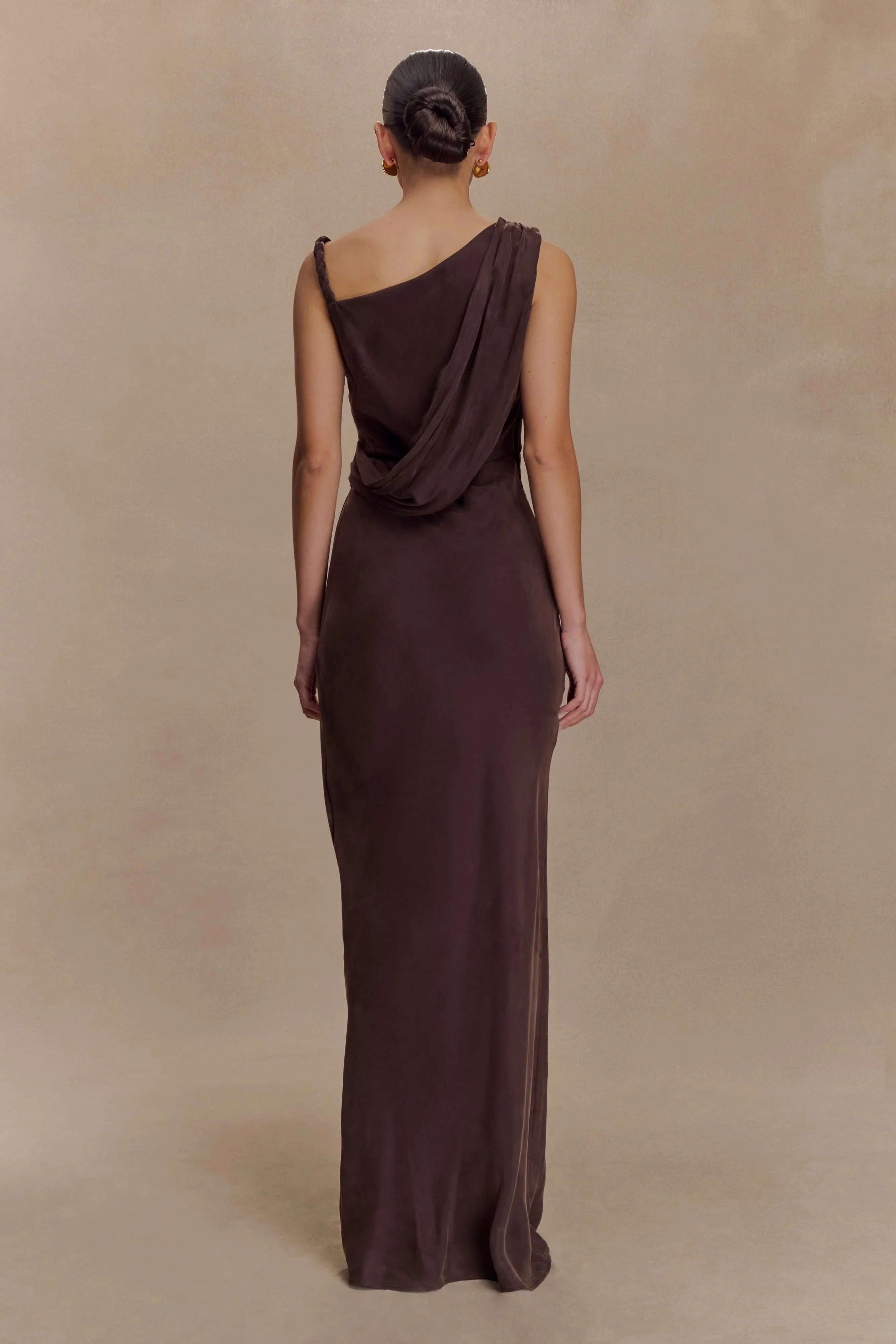 Lorieanne Draped Maxi Dress - Dark Chocolate