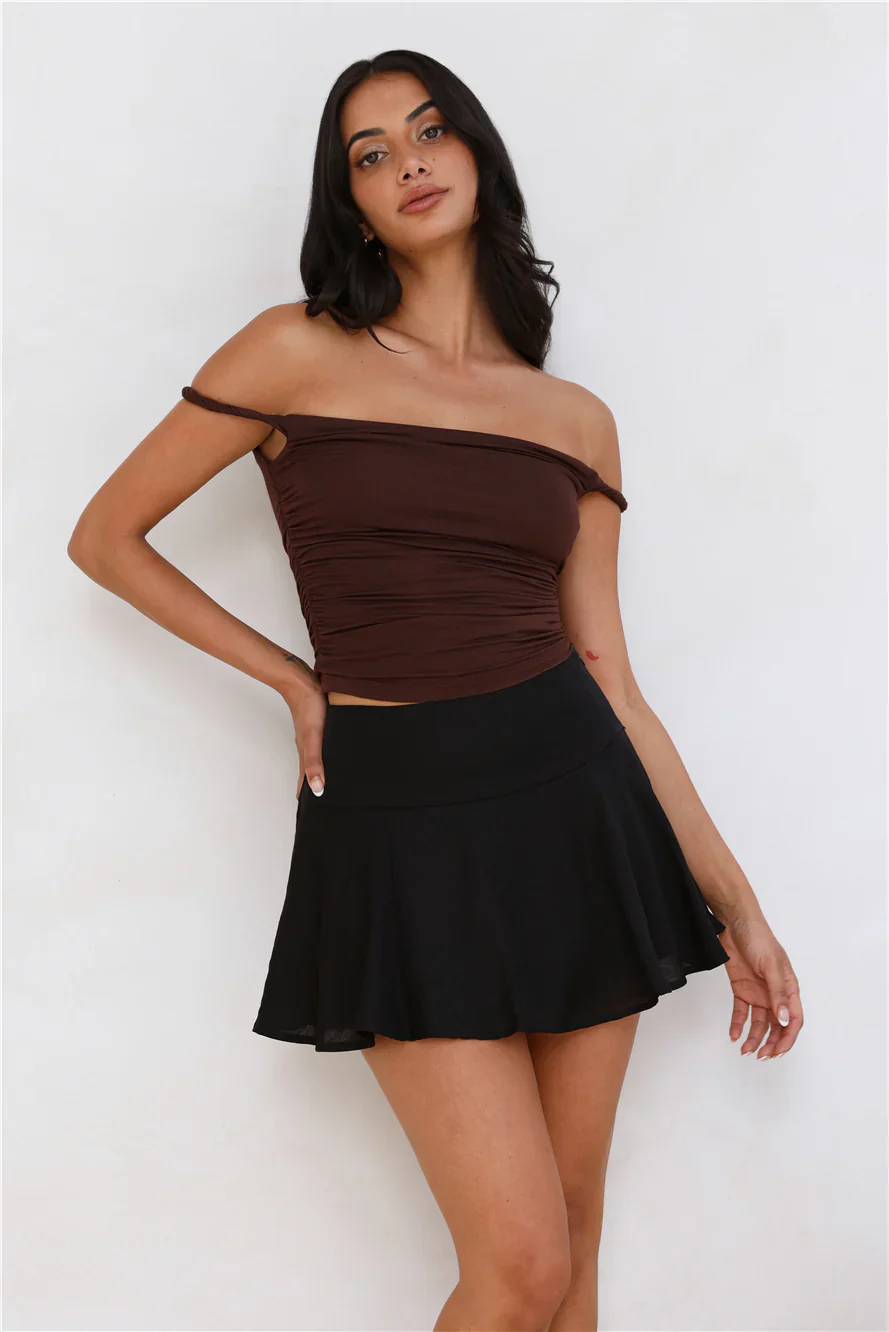 Key Piece Off Shoulder Top Brown