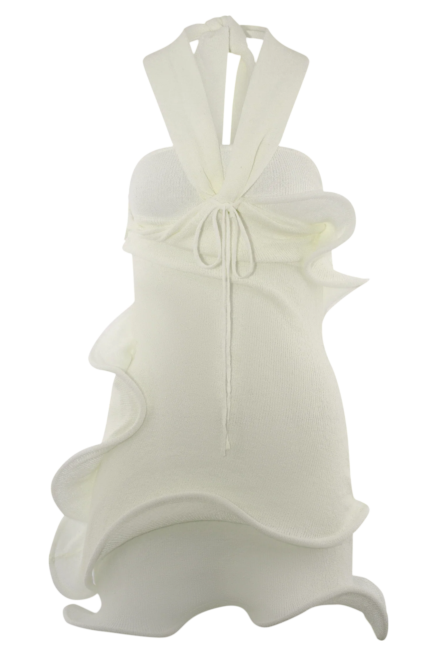 Caprice Halter Knit Mini Dress - White