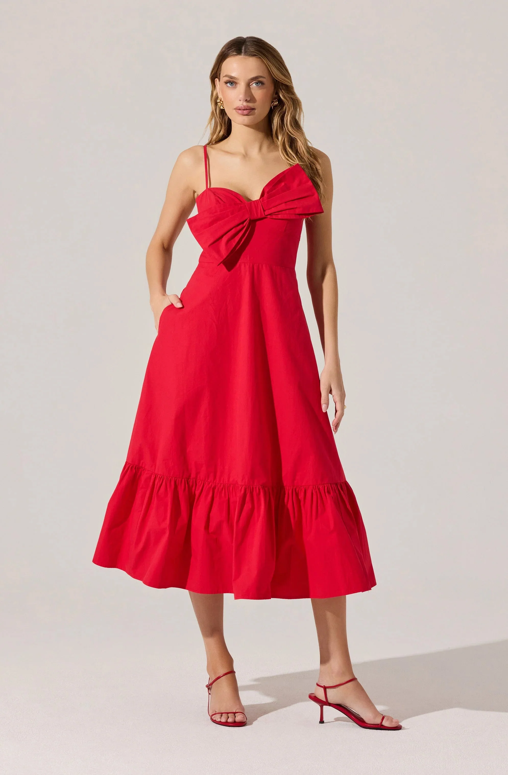 Asymmetrical Bow Midi Dress