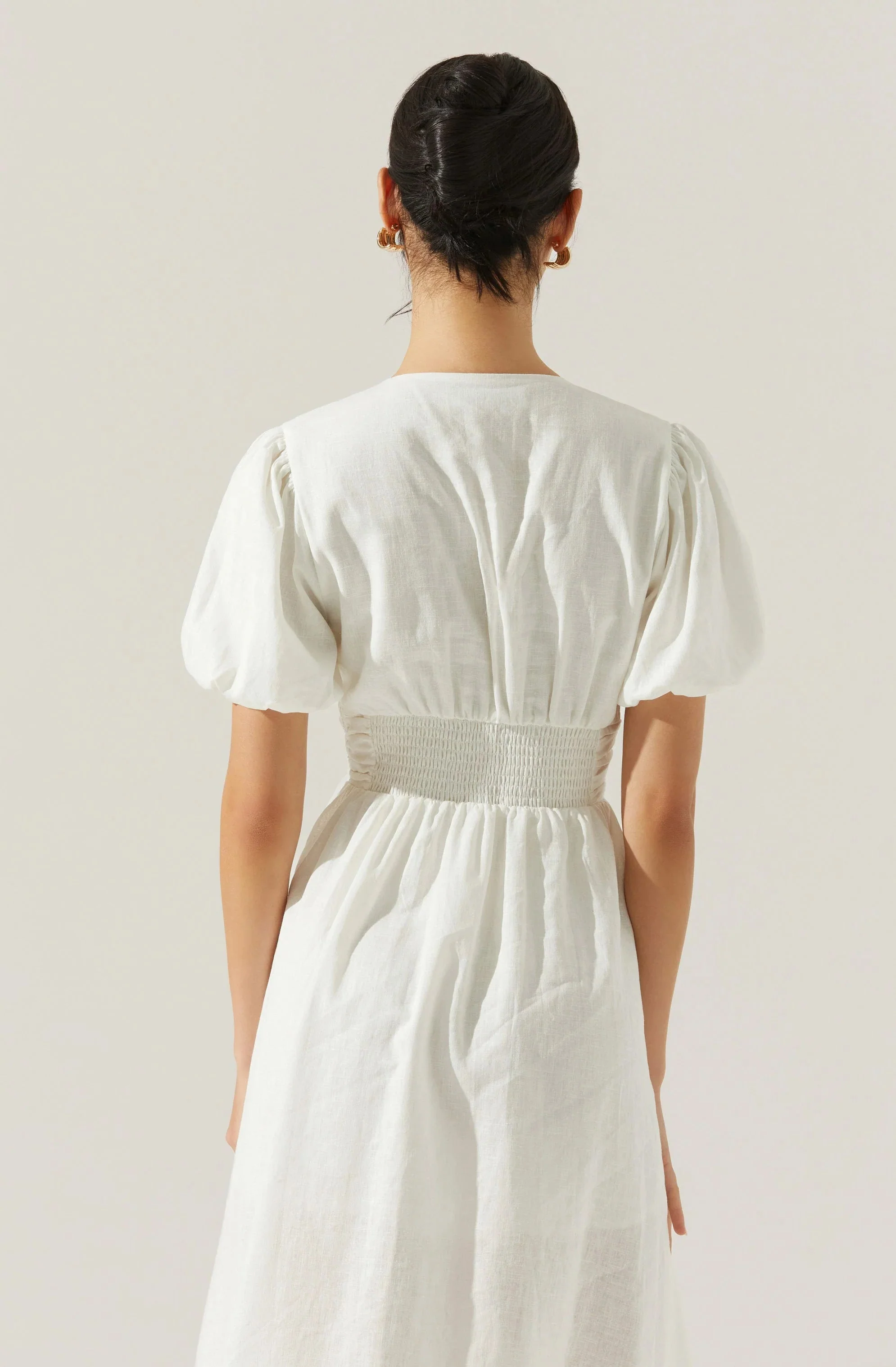 Citrine Linen Bow Front Midi Dress