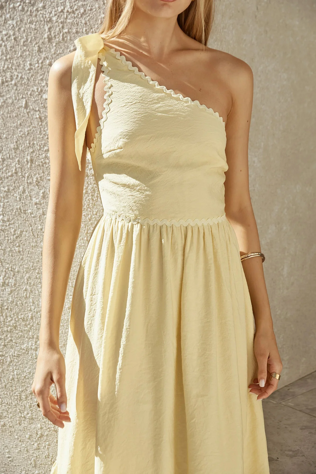Busy Girl One Shoulder Maxi Dress Yellow