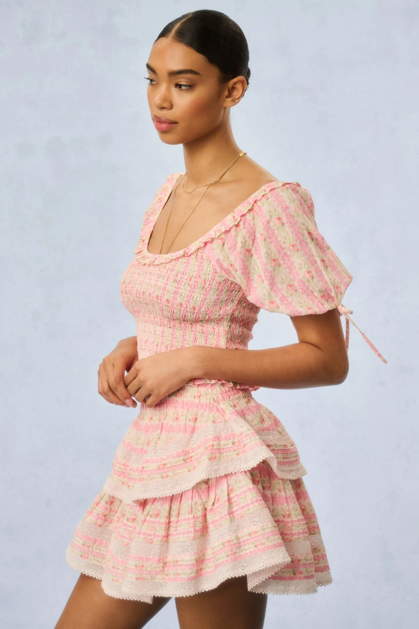 Ruffle Mini Fragrance Print Skirt