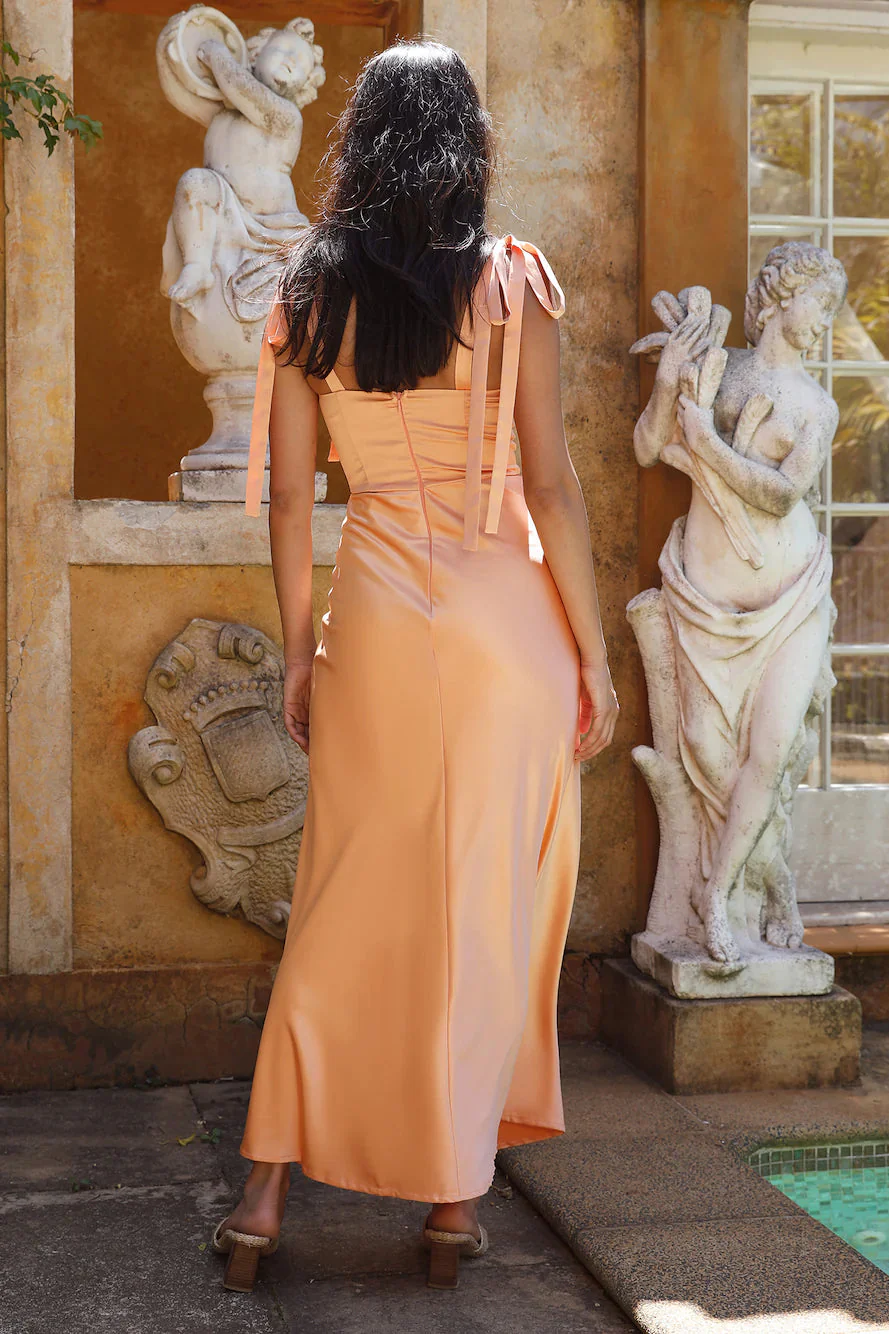 Blissful Satin Maxi Dress Orange