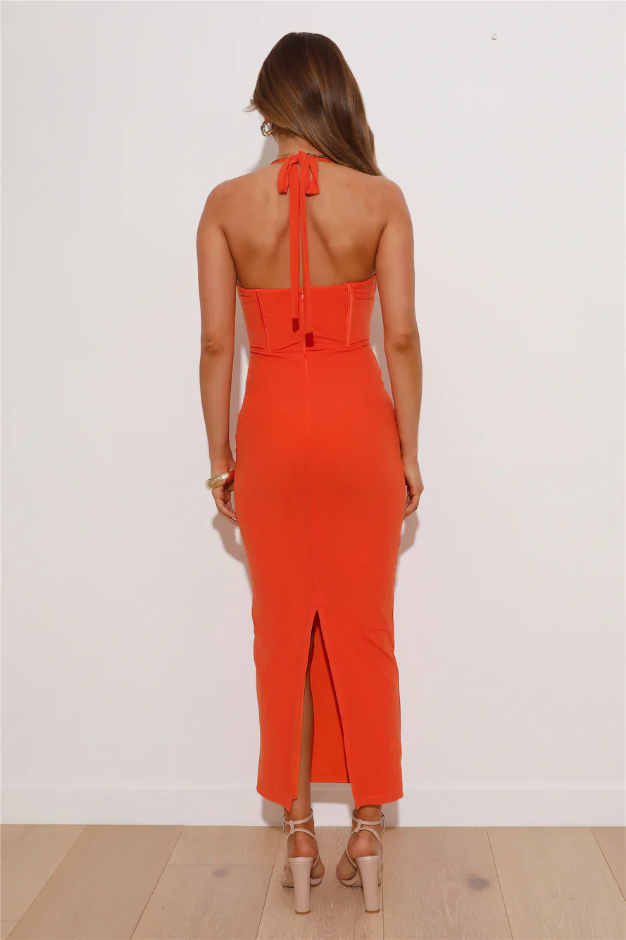 Her Dream Fit Mesh Maxi Dress Orange